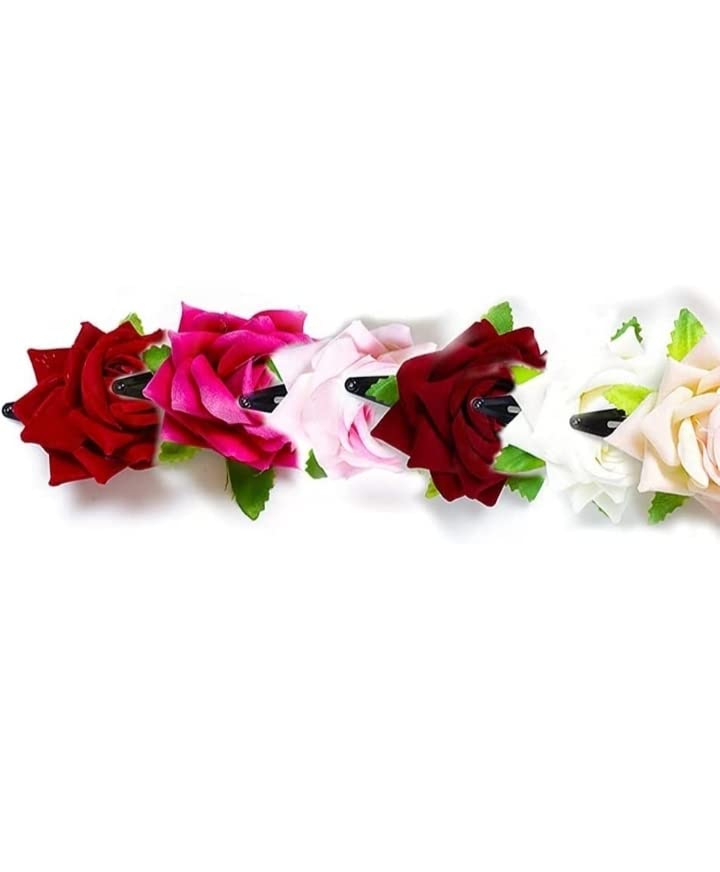 Elegant Rose Hair Clips for Women & Girls - Multicolor Hair Accessories for Party, Wedding & Everyday Use
