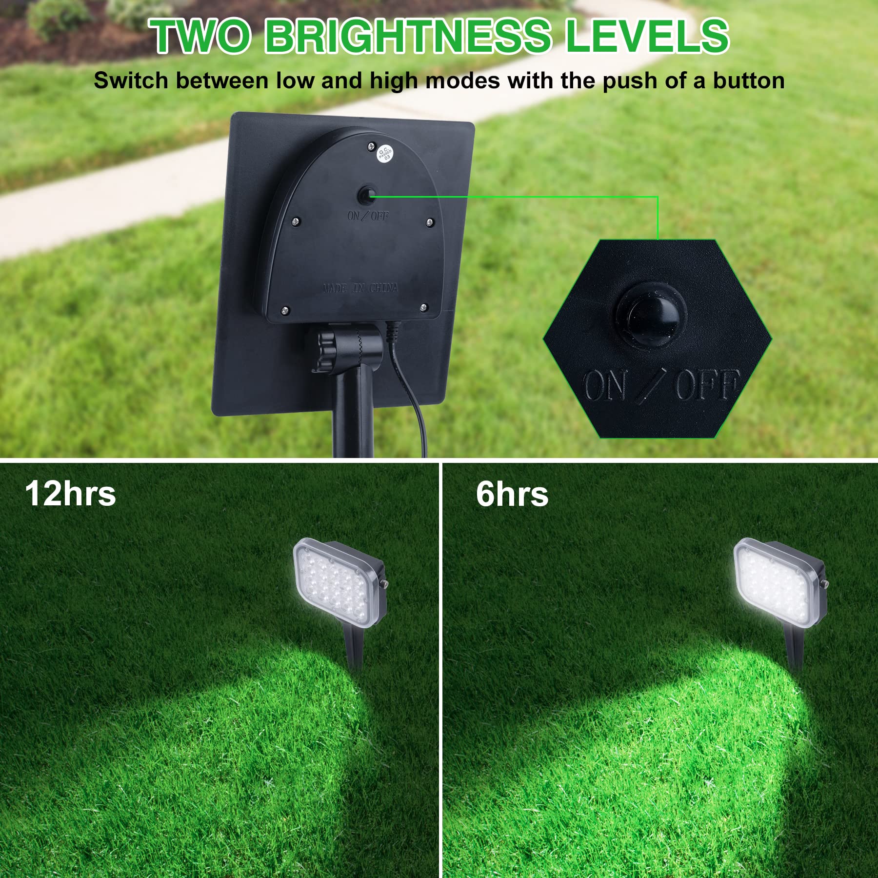 20 LED Solar Spot Lights Outdoor 2 Pack - IP65 Waterproof, 6000K Cold White Dusk-to-Dawn Landscape Lighting for Yard, Garden, Driveway, Porch & Walkway - Perfect for Pathway Illumination & Garden Accent Lighting