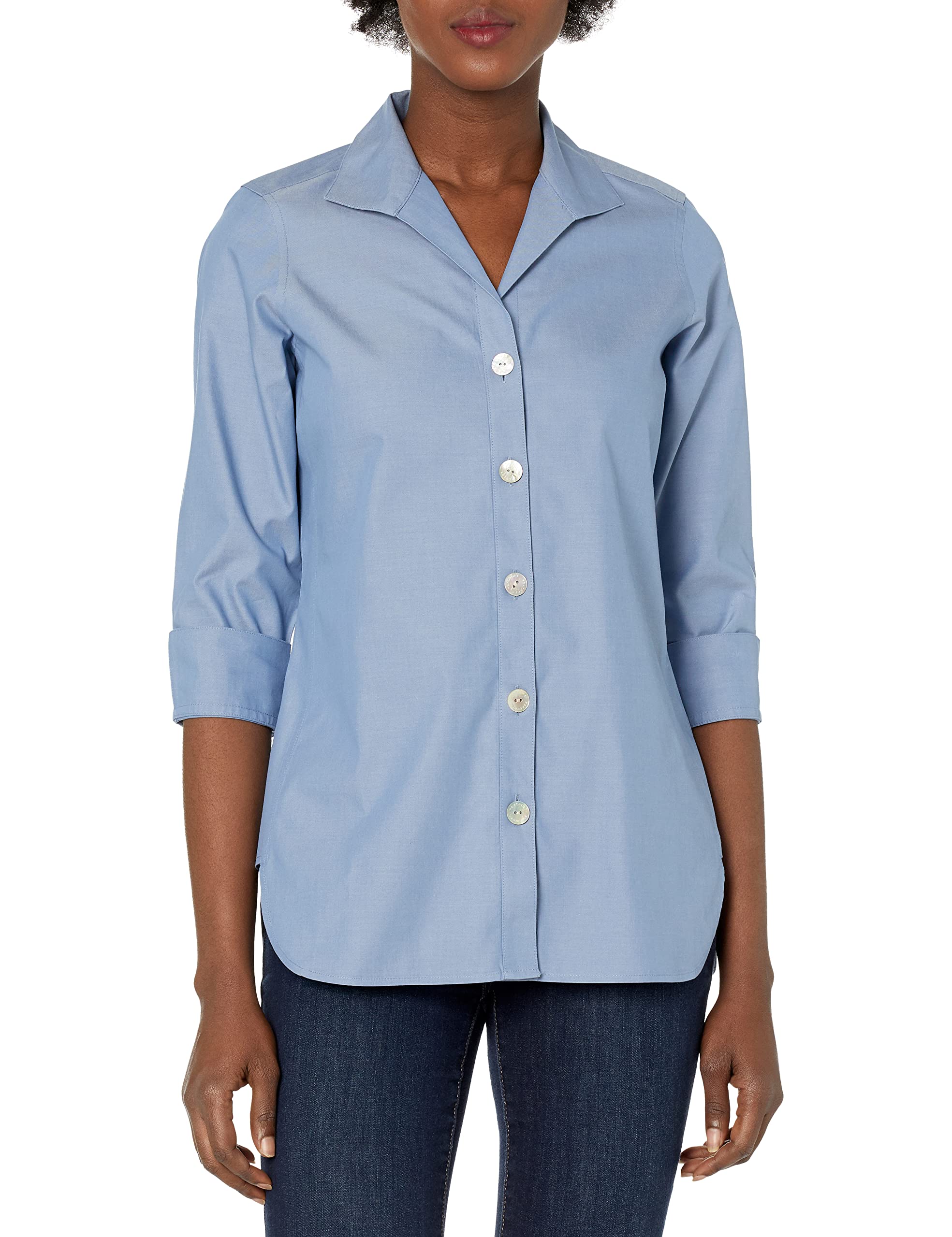 Foxcroft Women's Pandora Non-Iron 3/4 Sleeve Tunic Top - Casual & Office Wear for Women, Perfect for Work, Travel and Everyday Outfits