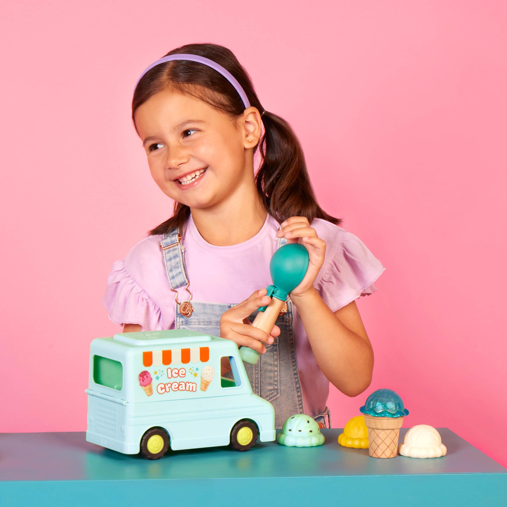 B. Toys Sweet Scoops Pretend Play Ice Cream Truck Set - Stackable Ice Cream Scoops with Magnetic Scooper - 10 Piece Play Food & Accessories for Toddlers & Kids Ages 2+ - Perfect for Imaginative Play, Birthday Gifts & Preschool Learning Activities