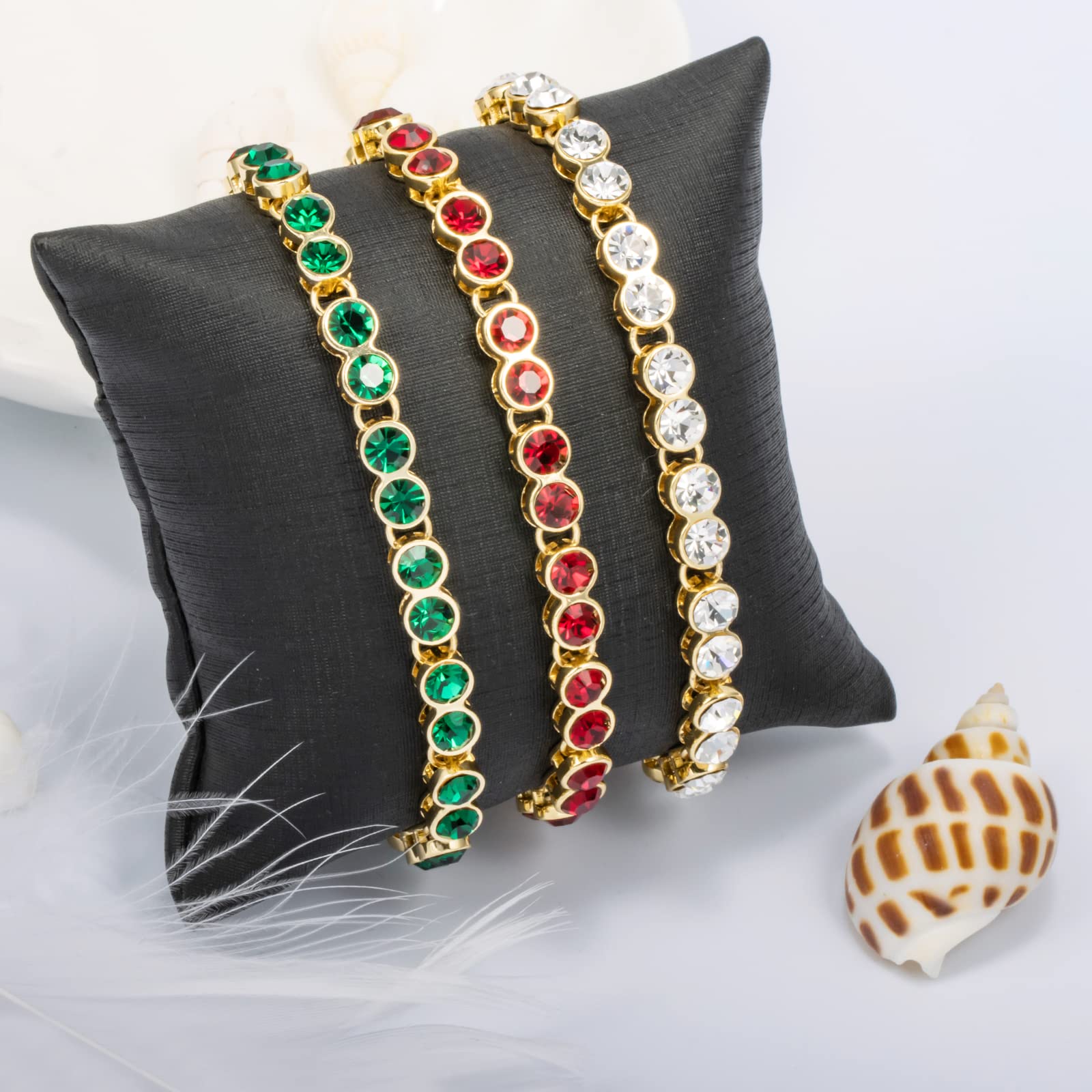 Emerald Green Tennis Bracelet for Women - 18K Gold Plated Adjustable Bracelet with Turquoise Stones | Elegant Jewelry Gift for Christmas, Valentines Day, Anniversary | Perfect for Evening Gowns, Cocktail Parties & Special Occasions