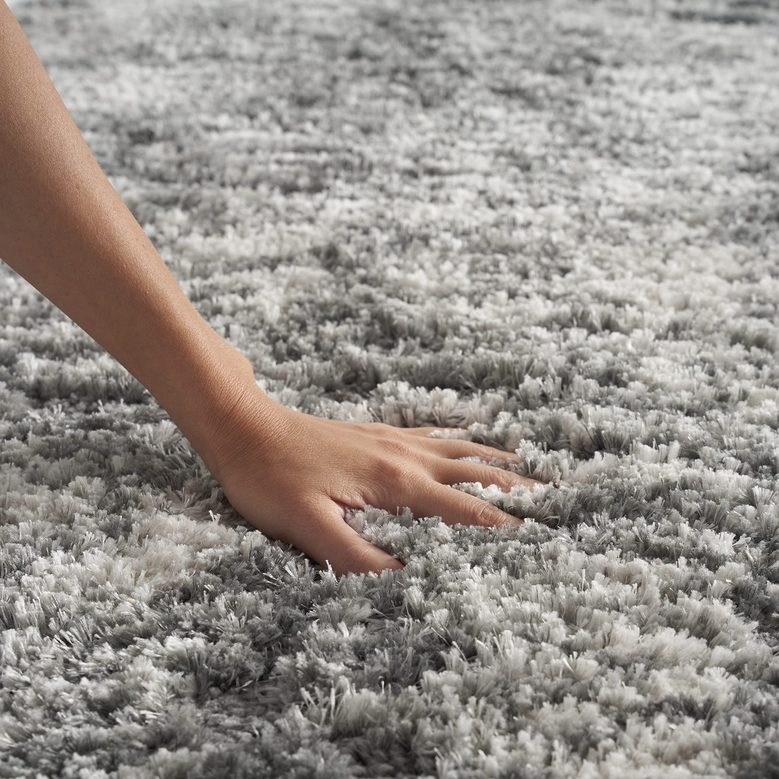 Nourison Luxurious Shag Abstract Charcoal Grey 4' x 6' Area Rug - Soft Plush Easy Clean Non-Shedding Carpet for Bedroom, Living Room, Dining Room & Kitchen Decor (4x6) | Perfect for Cozy Home, Modern Apartment & Office Spaces