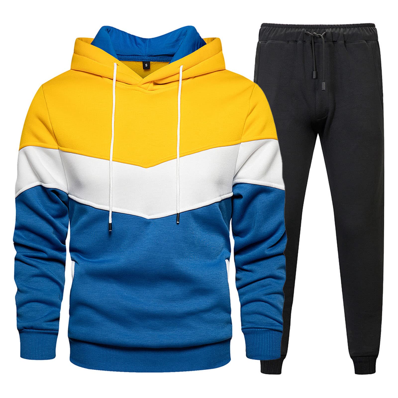 Men's Sports Set - Breathable Jogging Suits & Stylish Tracksuits with Patchwork Design | Perfect for Gym, Running & Casual Wear