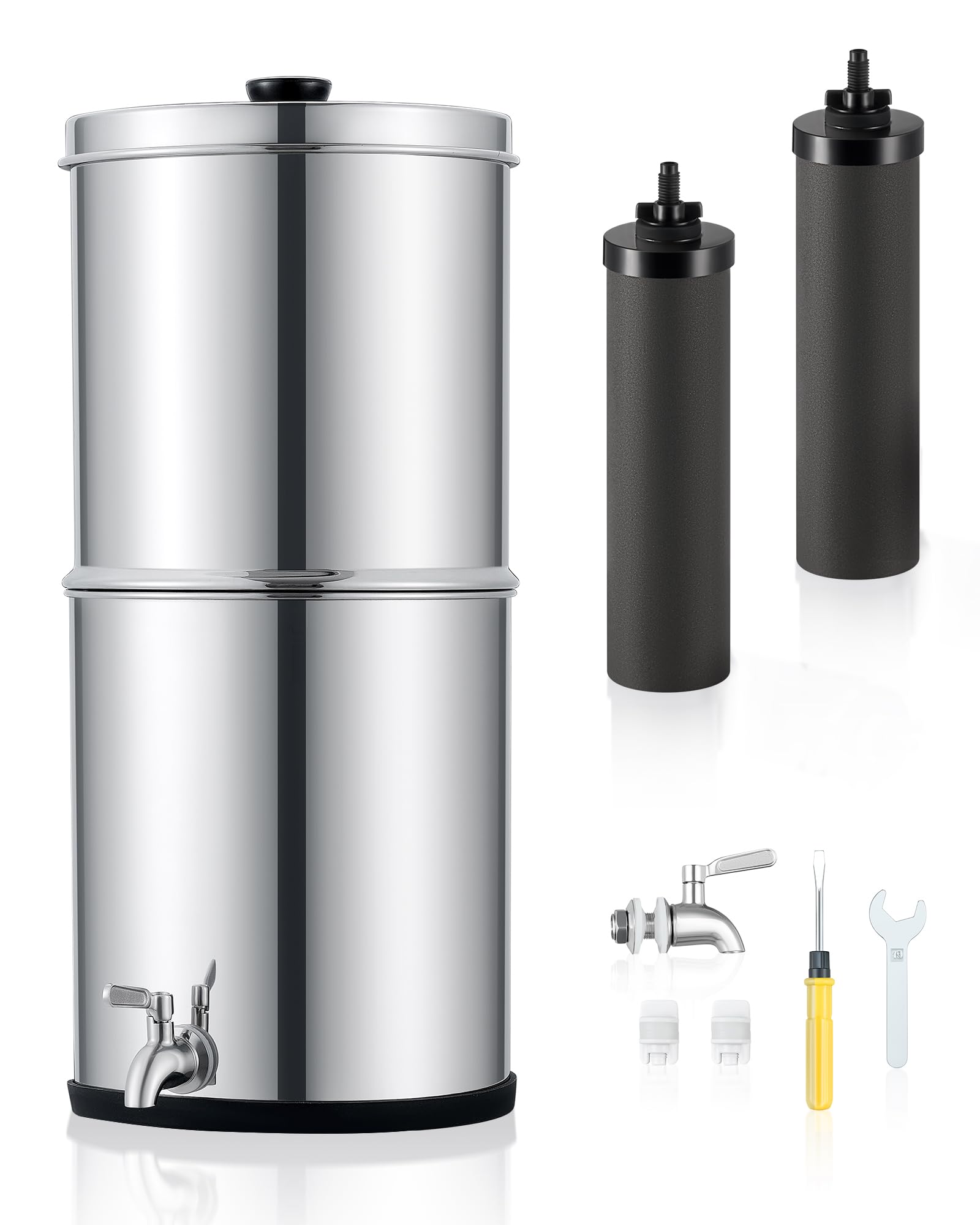 CO-Z 2.25 Gallon Gravity-Fed Water Filter System - Countertop Stainless Steel Water Purifier with 2 Carbon Filters & Spigot | NSF/ANSI 42 Certified | Perfect for Home, Office, Camping & Emergency Preparedness