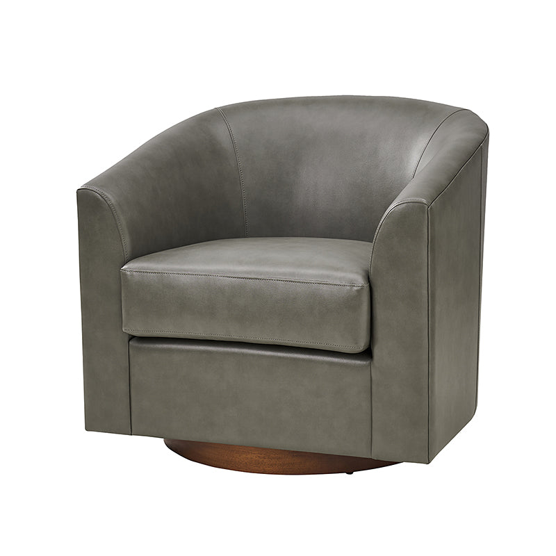360 Degree Swivel Barrel Faux Leather Chair - Modern Accent Chair for Living Room, Office & Lounge - Comfortable PU Leather Recliner with Smooth Rotation
