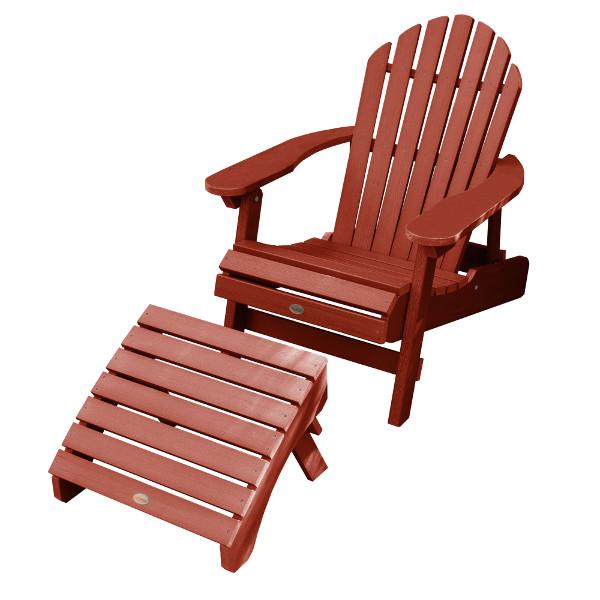 **Adirondack Hamilton Folding & Reclining Chair with Ottoman - Outdoor Patio Lounge Chair for Backyard, Poolside, and Camping Comfort**