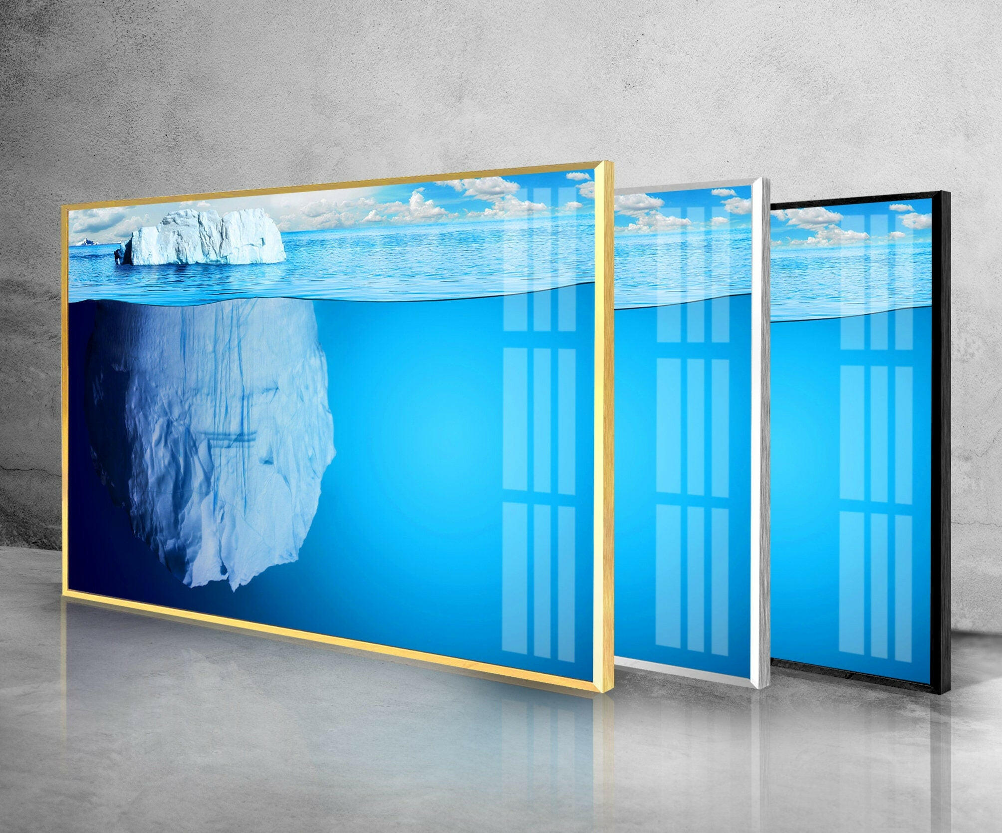 Antarctic Sea Iceberg Glass Wall Art - Stunning Handmade Ocean Decor for Living Room, Bedroom & Office - Perfect Modern Home Decor Gift