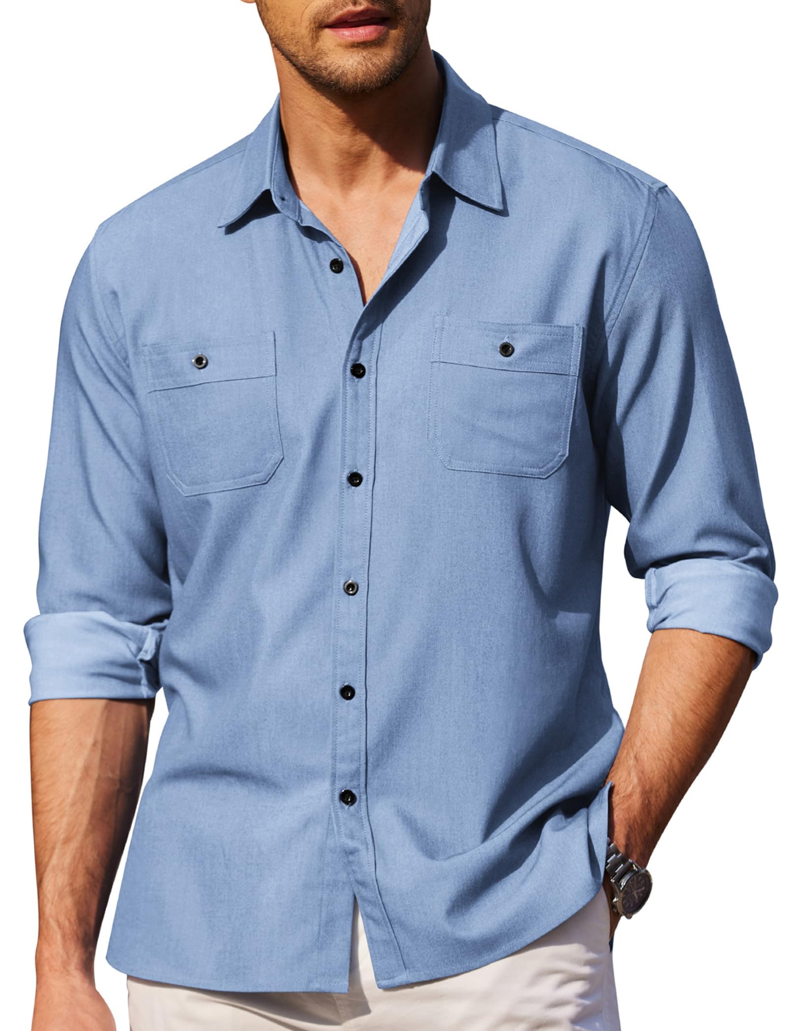 COOFANDY Men's Casual Button Down Shirts - Long Sleeve Wrinkle-Free Dress Shirts for Office, Business & Everyday Wear | Comfortable Untucked Fit for Work & Social Events
