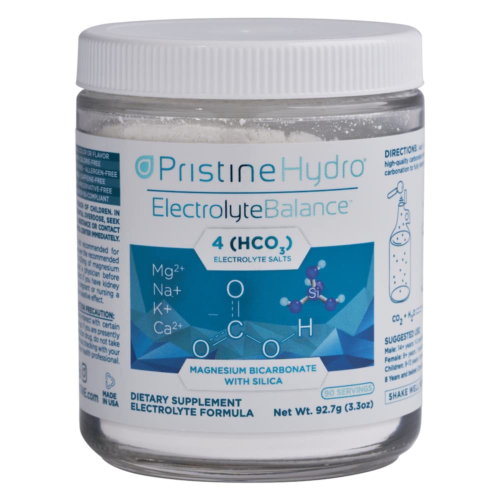 PristineHydro® Magnesium Electrolyte Supplement Powder - Electrolyte Balance® with Magnesium Bicarbonate & Silica - 90 Servings for Hydration, Muscle Recovery & Energy Boost - Ideal for Athletes, Fitness & Active Lifestyle