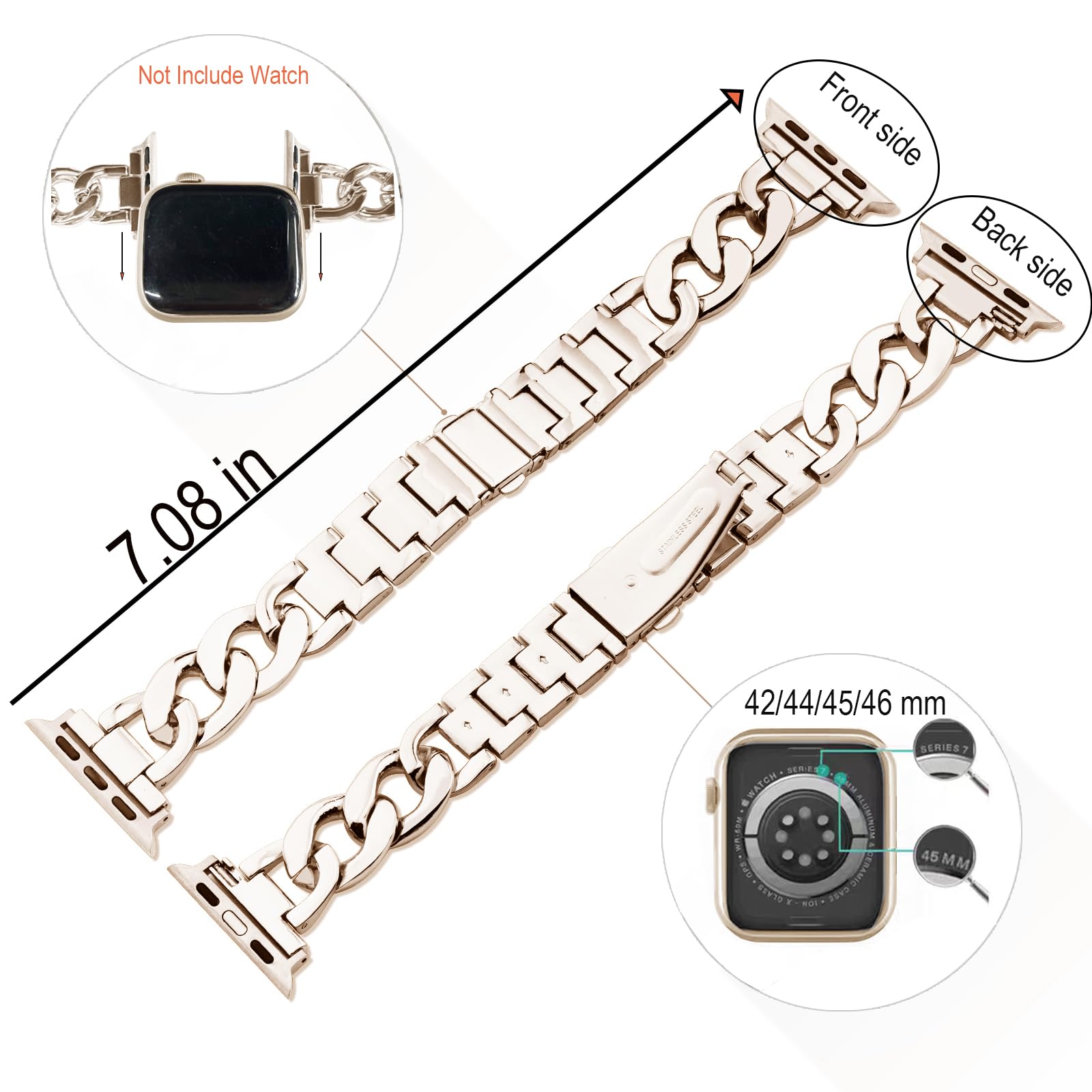 Kolgios 38mm 40mm 41mm 42mm 44mm 45mm 46mm Women's Fashion Smartwatch Bands - Compatible with Apple Watch Series 10/9/8/7/6/SE/5/4 - Stylish Replacement Bracelet Strap for iWatch - Perfect Gift for Her - Ideal for Workouts, Office Wear & Everyday Fashion Accessory