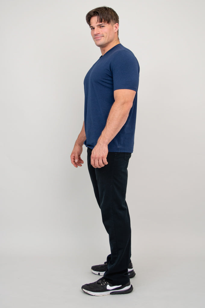 Adam Men's Short Sleeve Shirt - Soft Bamboo Fabric in Indigo Blue - Perfect for Casual Wear, Office & Summer Outfits