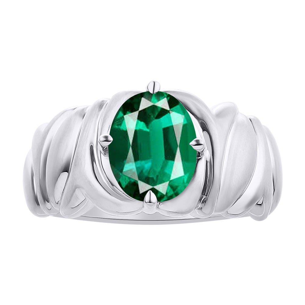 Solitaire Emerald Ring in Sterling Silver - Genuine Green Birthstone Jewelry for Women | Perfect for Engagement, Wedding & Anniversary Gifts