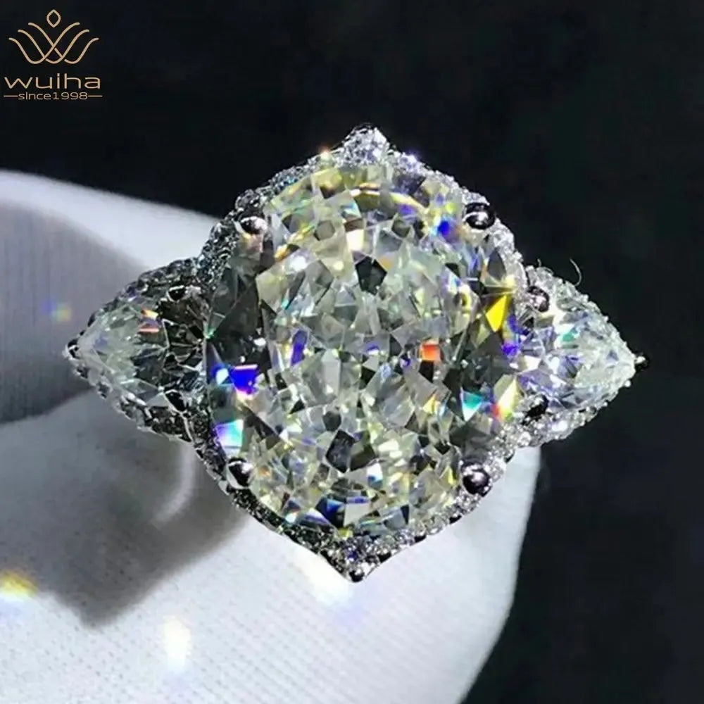 WUIHA Classic 925 Sterling Silver Oval 3EX 5CT VVS Yellow Moissanite Engagement Ring for Women - Wedding, Proposal, Anniversary Gift - Fine Jewelry for Brides & Couples