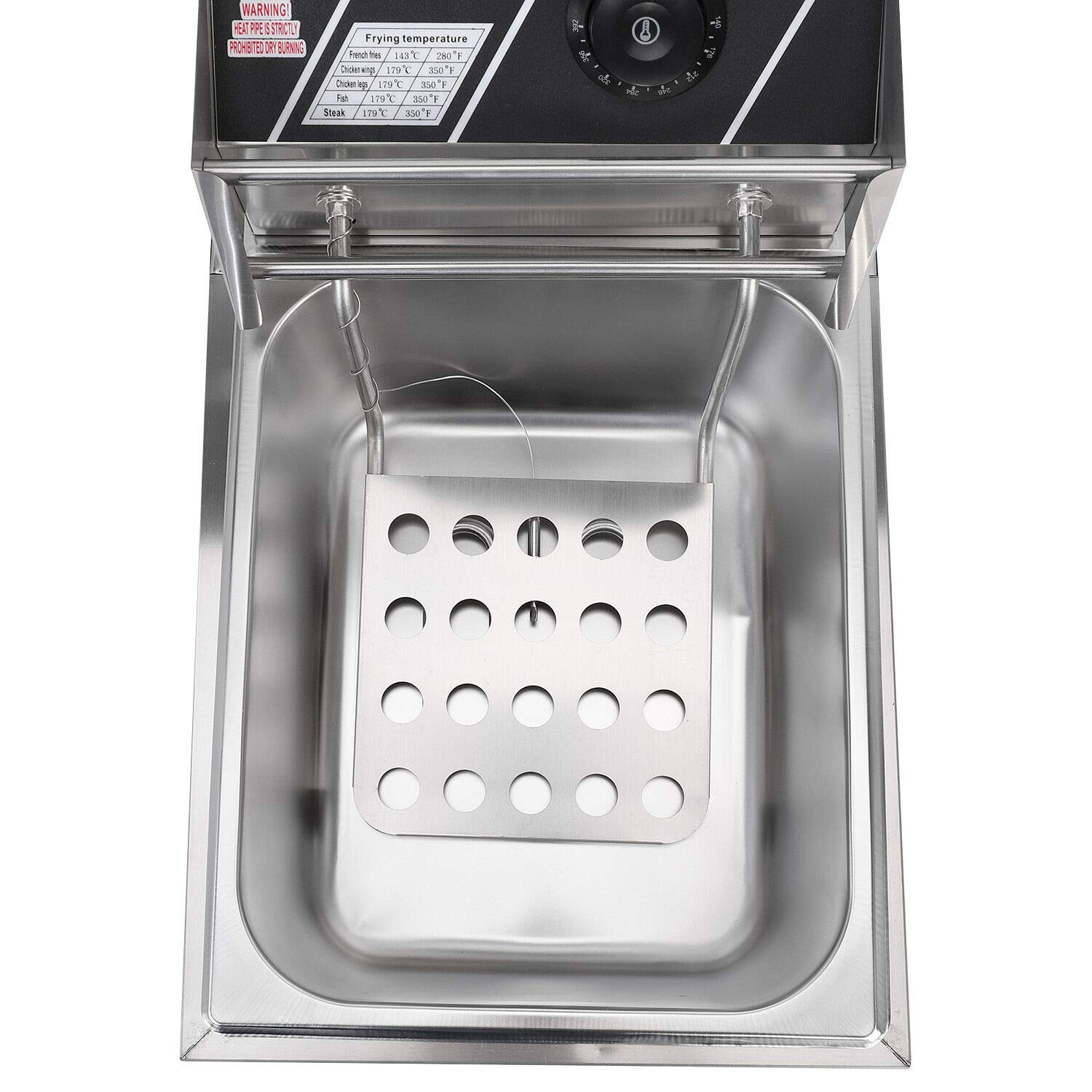 Commercial 2500W Heavy Duty Stainless Steel Deep Fryer - 6L Electric Tabletop Fryer with Basket for Restaurant, Home & Hotel Kitchen - Perfect for French Fries, Fried Chicken & More