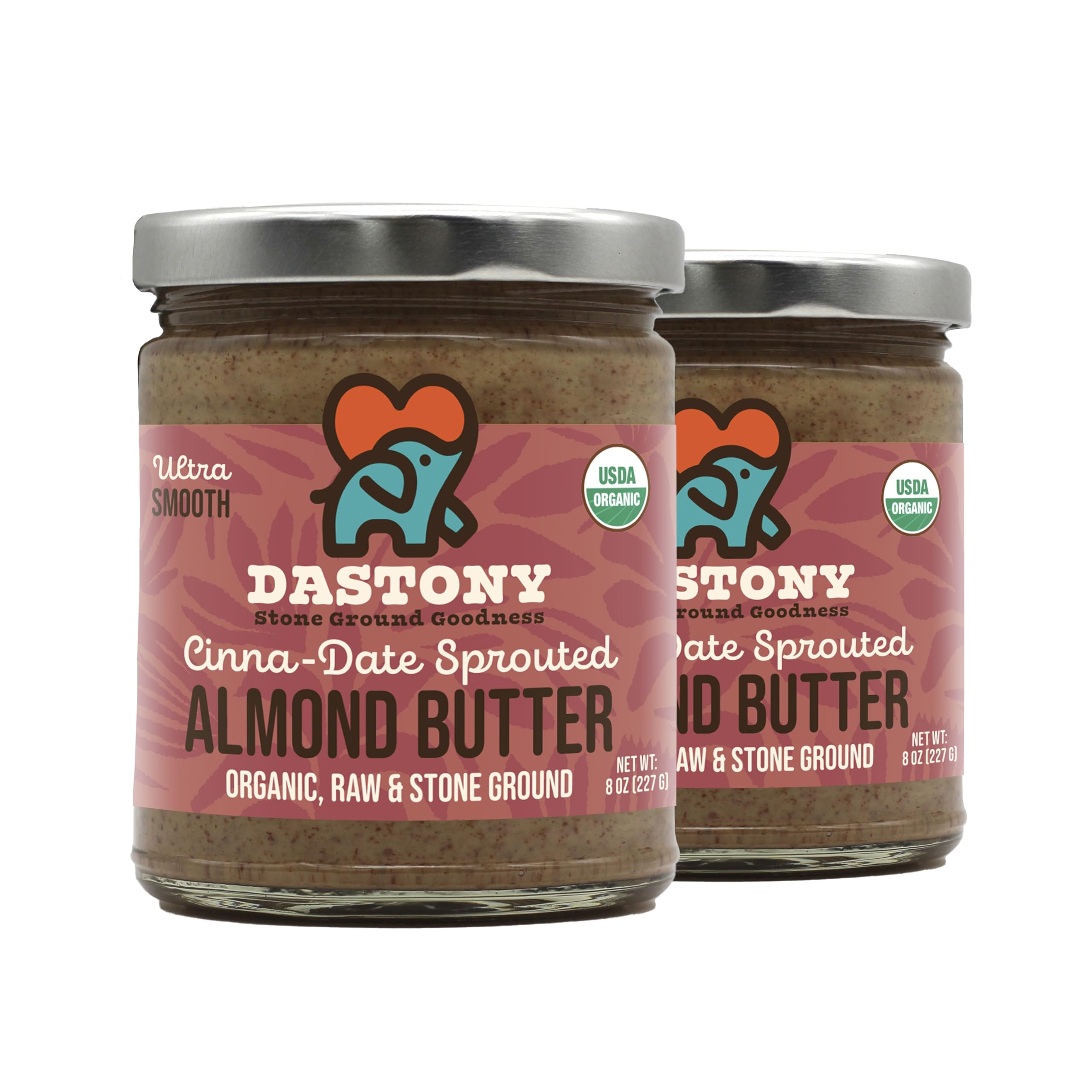 Organic Raw Cinna-Date Sprouted Almond Butter 8oz (2-Pack) | Vegan, Paleo, Keto, Non-GMO, Gluten-Free | Healthy Snack for Toast, Smoothies & Baking