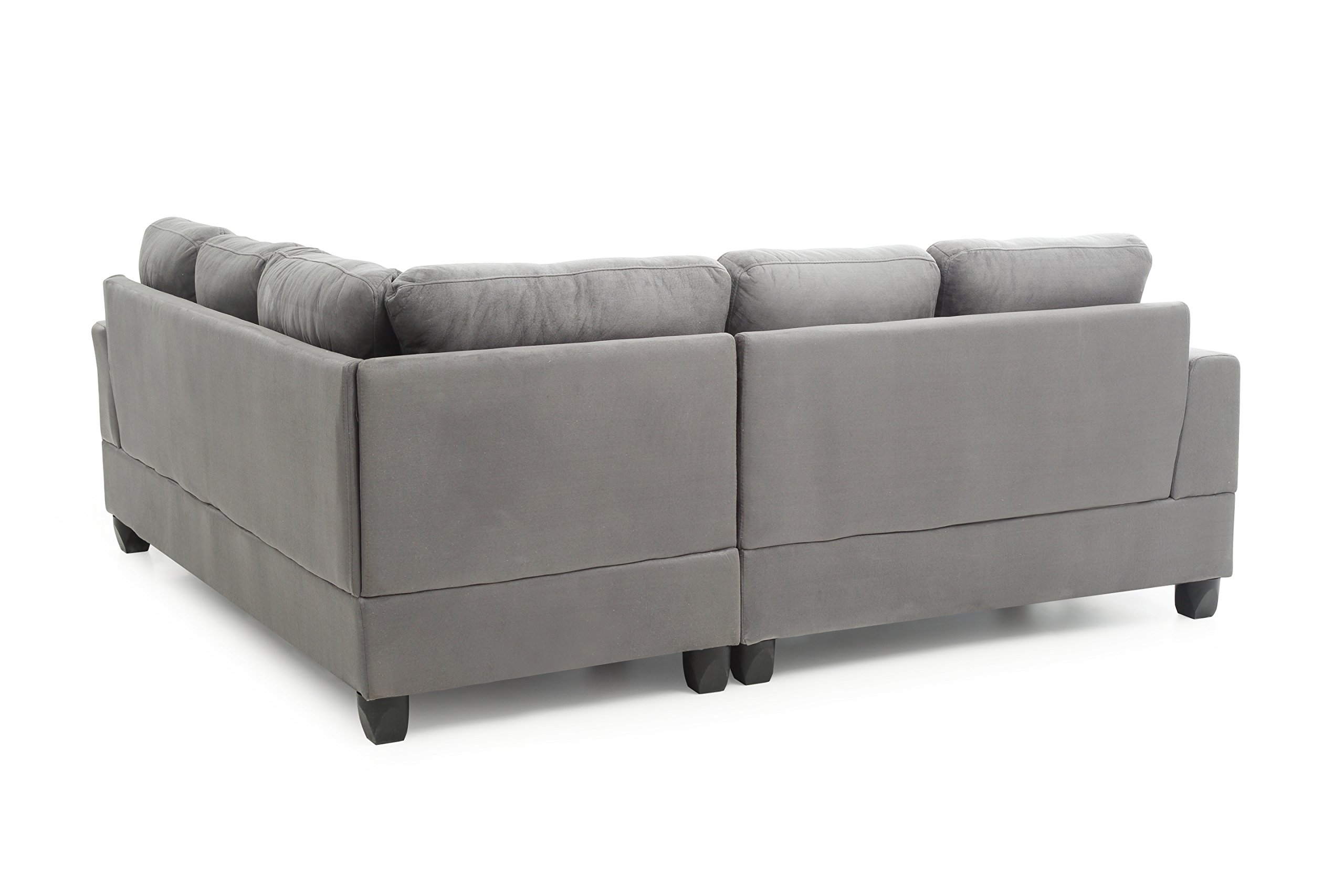 Glory Furniture G513B-SC Modern L-Shaped Sectional Sofa Set with Ottoman, Soft Grey Fabric, 2-Piece Modular Design - Perfect for Living Room, Family Room & Small Spaces
