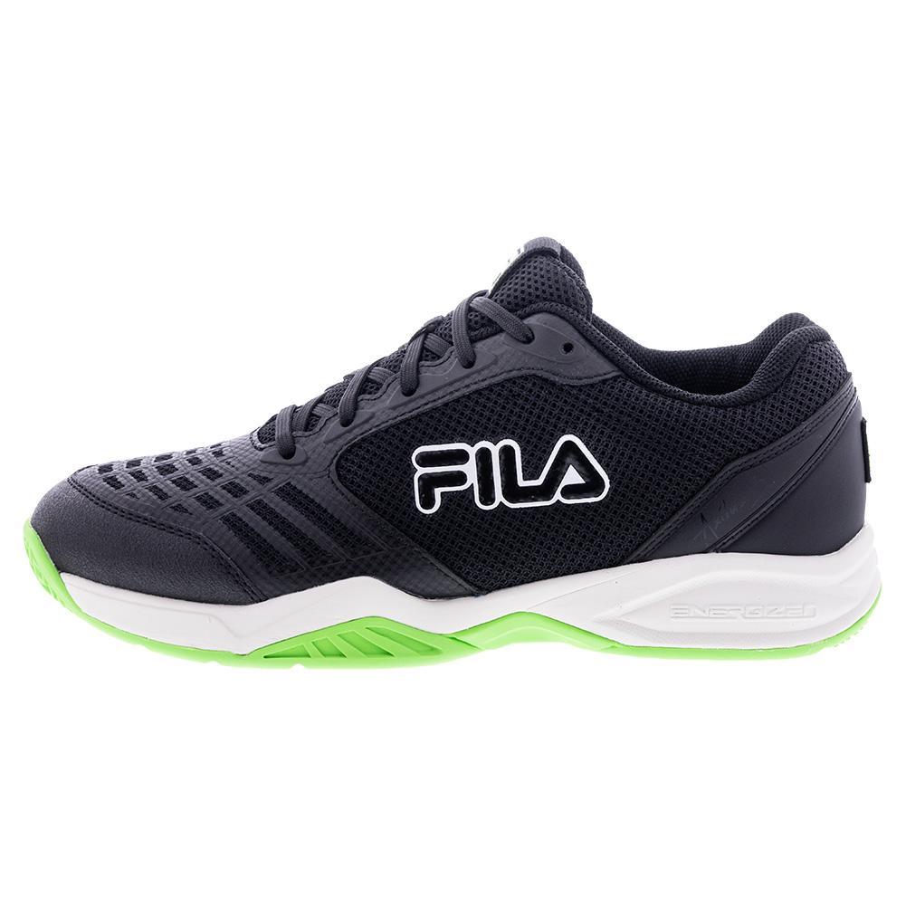 Juniors' Axilus 3 Tennis Shoes for Women & Girls - Lightweight Black & Green Gecko Court Sneakers for Tennis, Running & Casual Wear