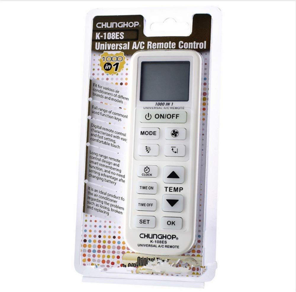 Universal AC Remote Control K-108ES - Compatible with Toshiba, Panasonic, Sanyo Air Conditioners | Replacement Remote for Home & Office Cooling Systems