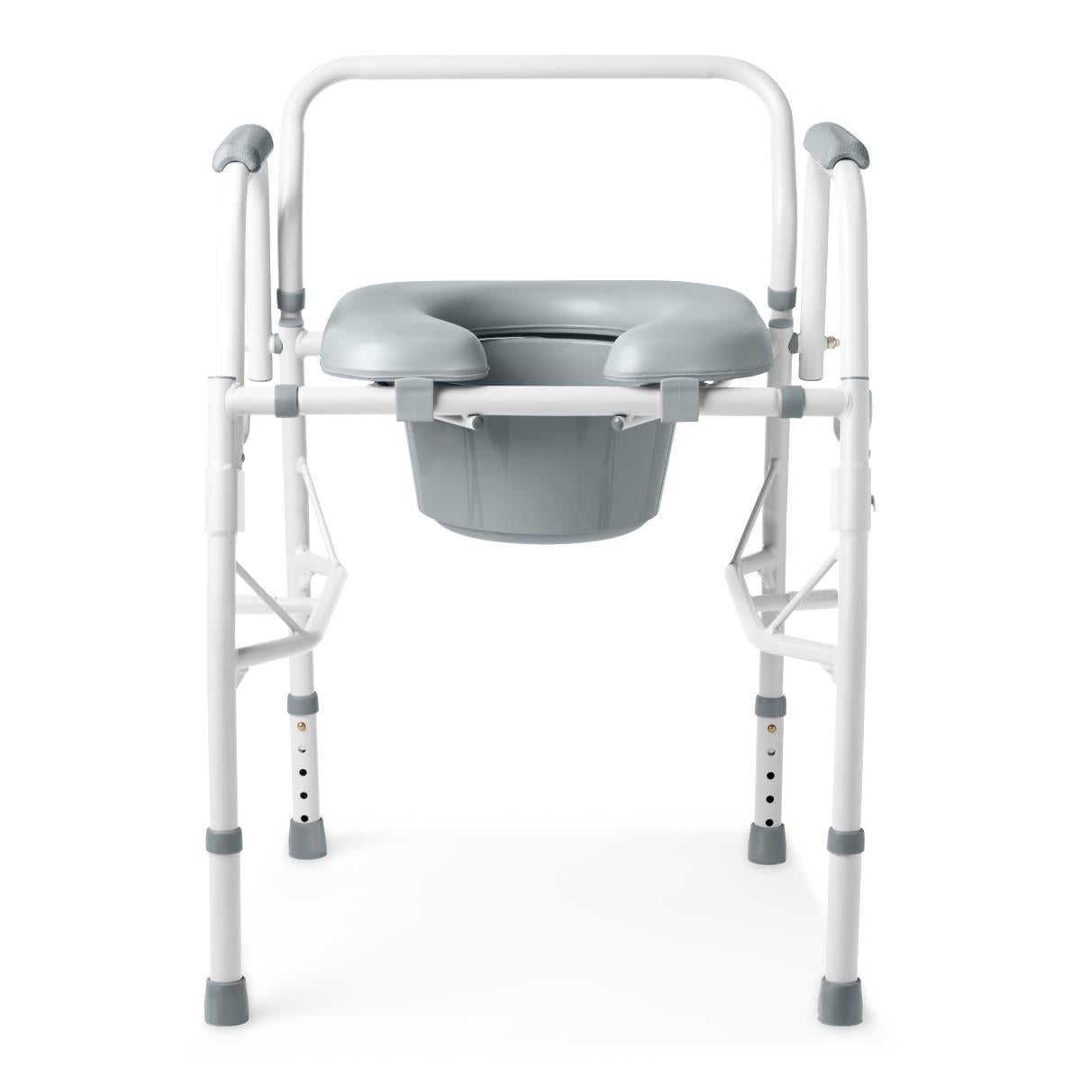 Drop Arm Commode Chair - Adjustable Height Toilet Seat with Arms for Elderly & Disabled - Home & Hospital Use for Safe Bathroom Mobility