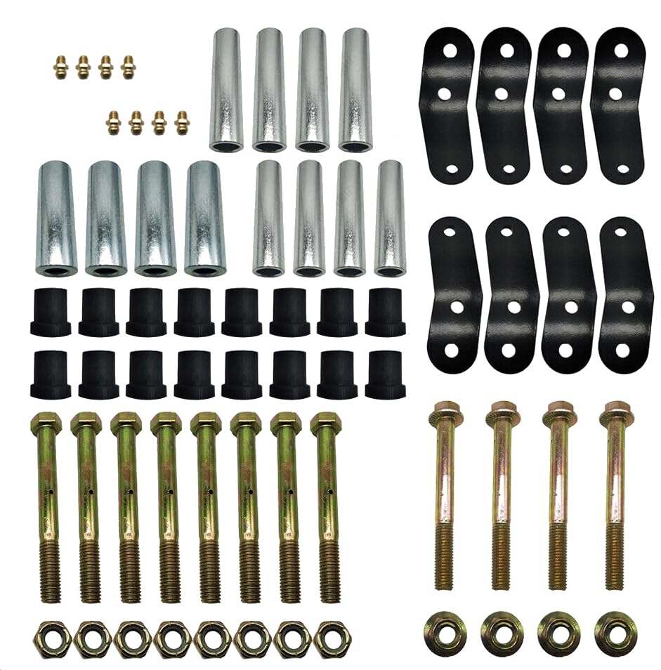 Leaf Spring Shackle Kit for 1987-1995 Jeep Wrangler YJ - Front & Rear Shackles, Plates, Bushings & Self-Locking Nuts - Heavy Duty Off-Road Suspension Upgrade for Jeep Restoration & Trail Riding