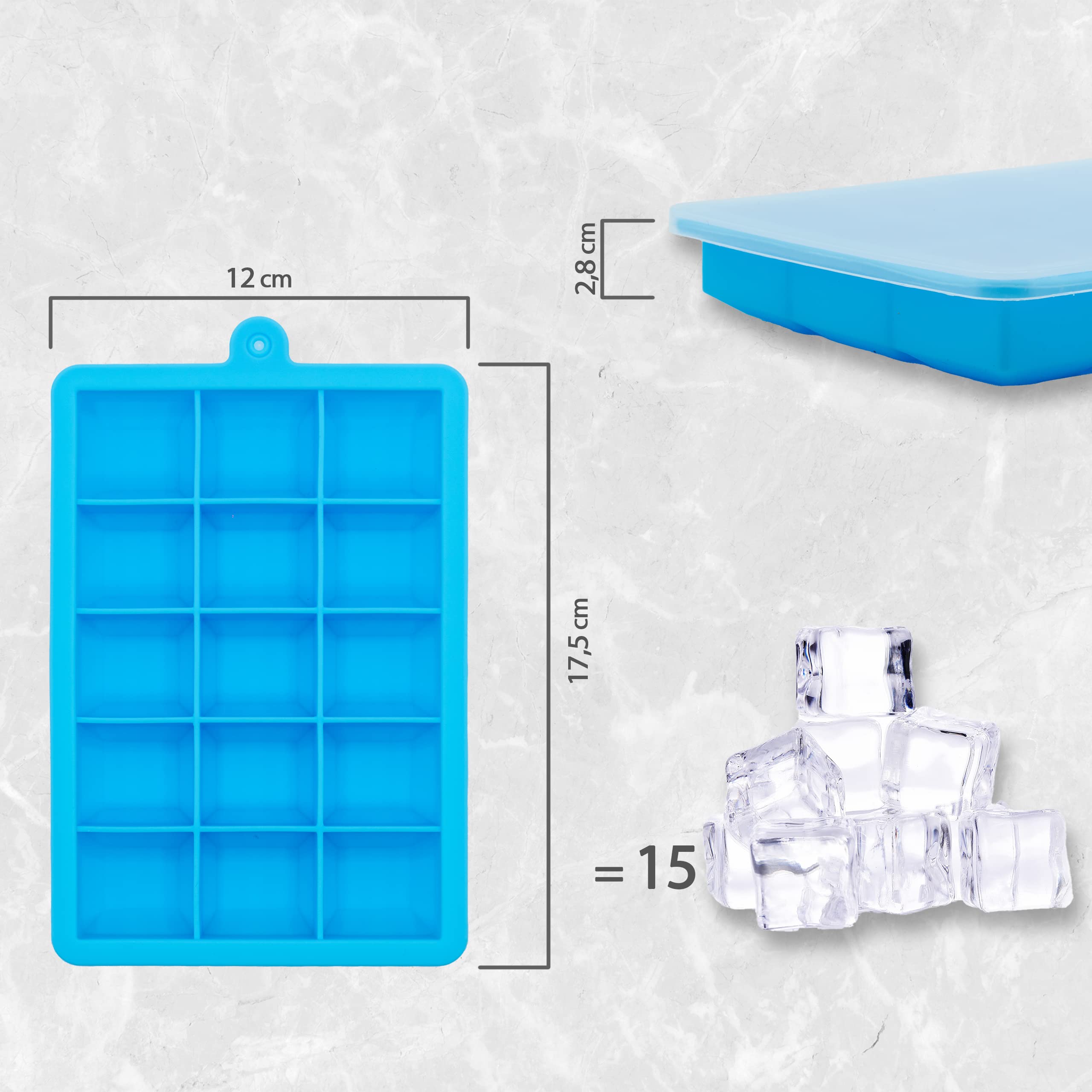 Set of 2 BPA-Free Silicone Ice Molds with Lids - Durable & Leak-Proof Ice Cube Trays for Cocktails, Drinks & Freezing - Perfect for Home Bars, Parties & Beverage Preparation