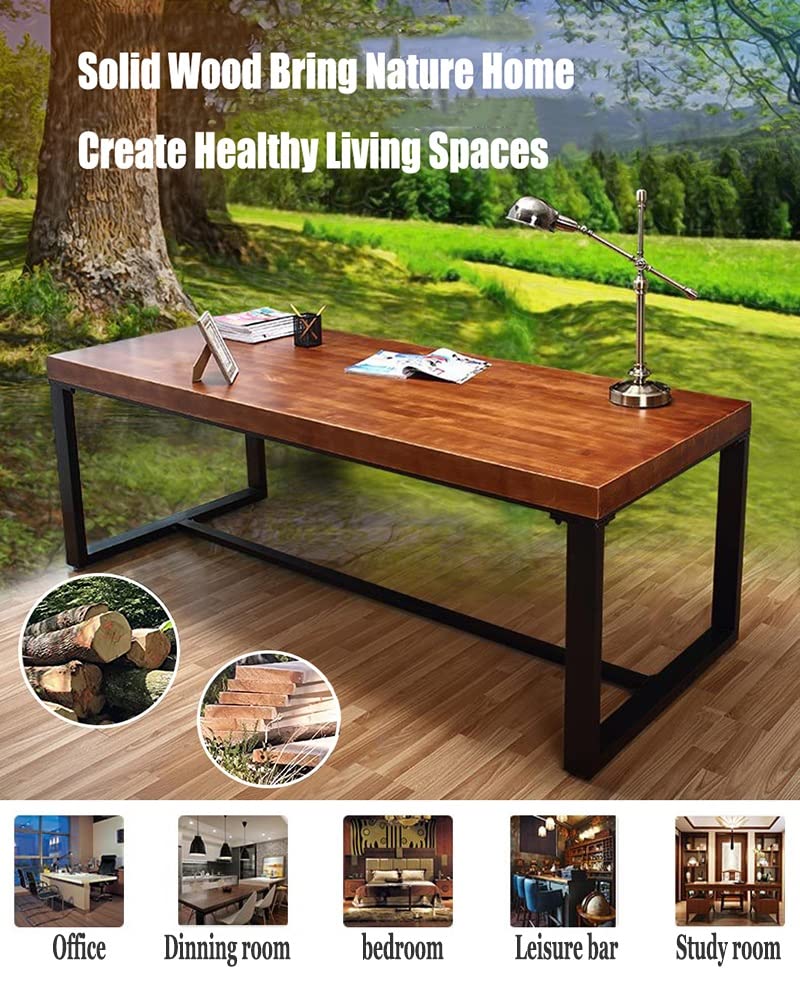 Industrial Solid Wood Computer Desk for Home Office & Gaming - 102.4