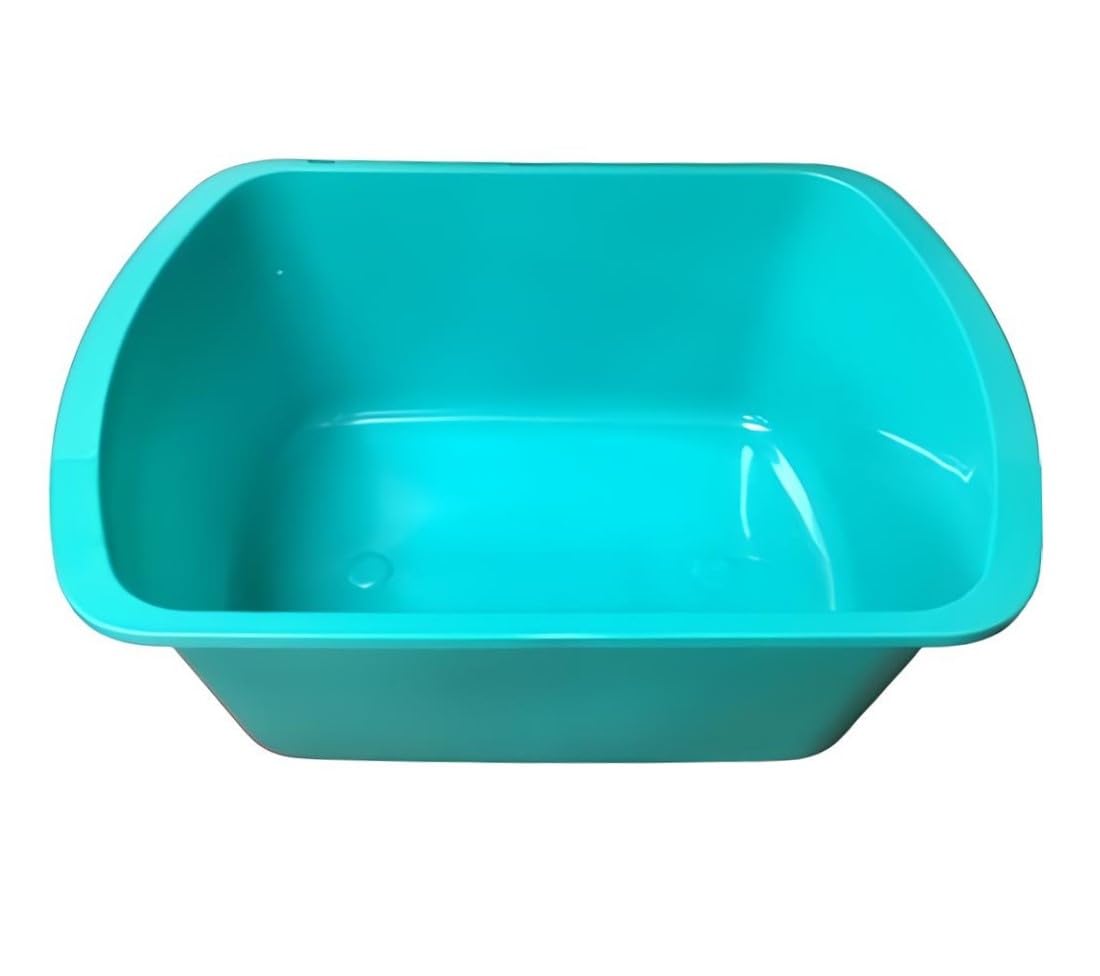 7 Quart Rectangular Plastic Wash Basin with Measurement Markings - 4 Pack Turquoise - Perfect for Laundry, Pet Bathing, Gardening & Household Cleaning