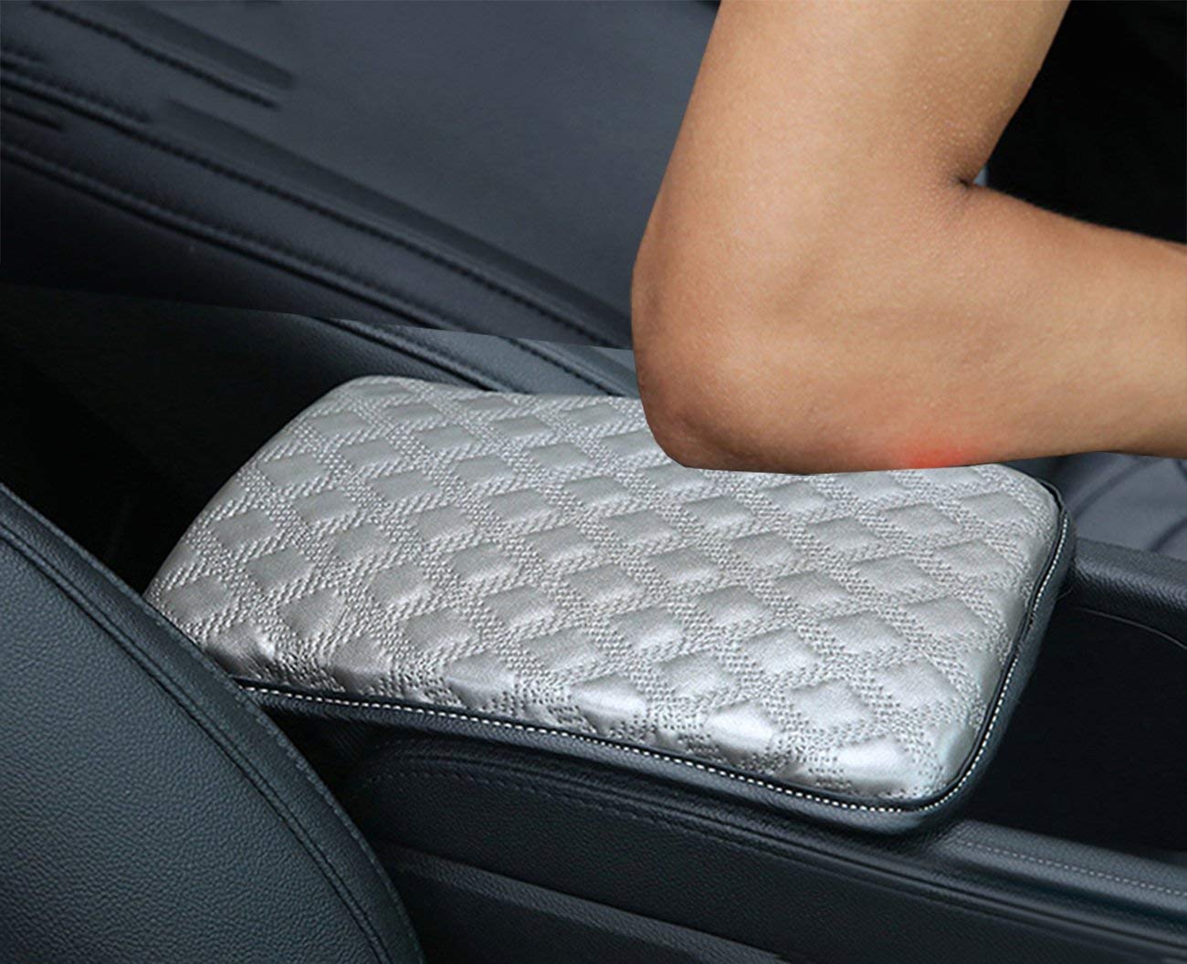 Universal PU Leather Car Center Console Cover Pad - Soft Armrest Cushion Protector for Comfort & Style (Gray) | Perfect for Long Drives, Road Trips & Daily Commute