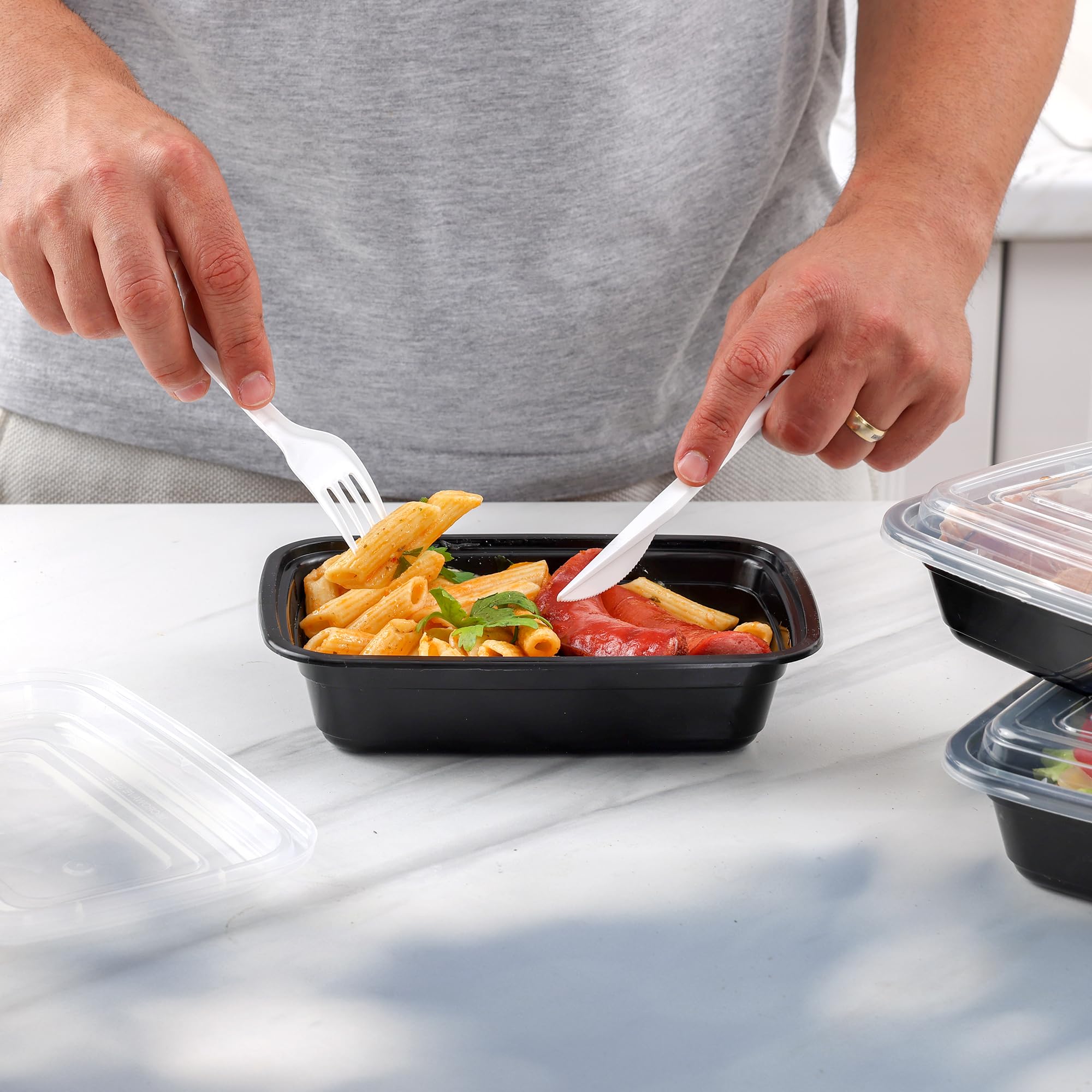 150-Pack 24 oz Reusable Meal Prep Containers with Lids - BPA-Free, Microwave & Dishwasher Safe, Freezer Friendly Stackable Food Storage Containers for Portion Control | Perfect for Meal Prepping, Leftovers & Office Lunches