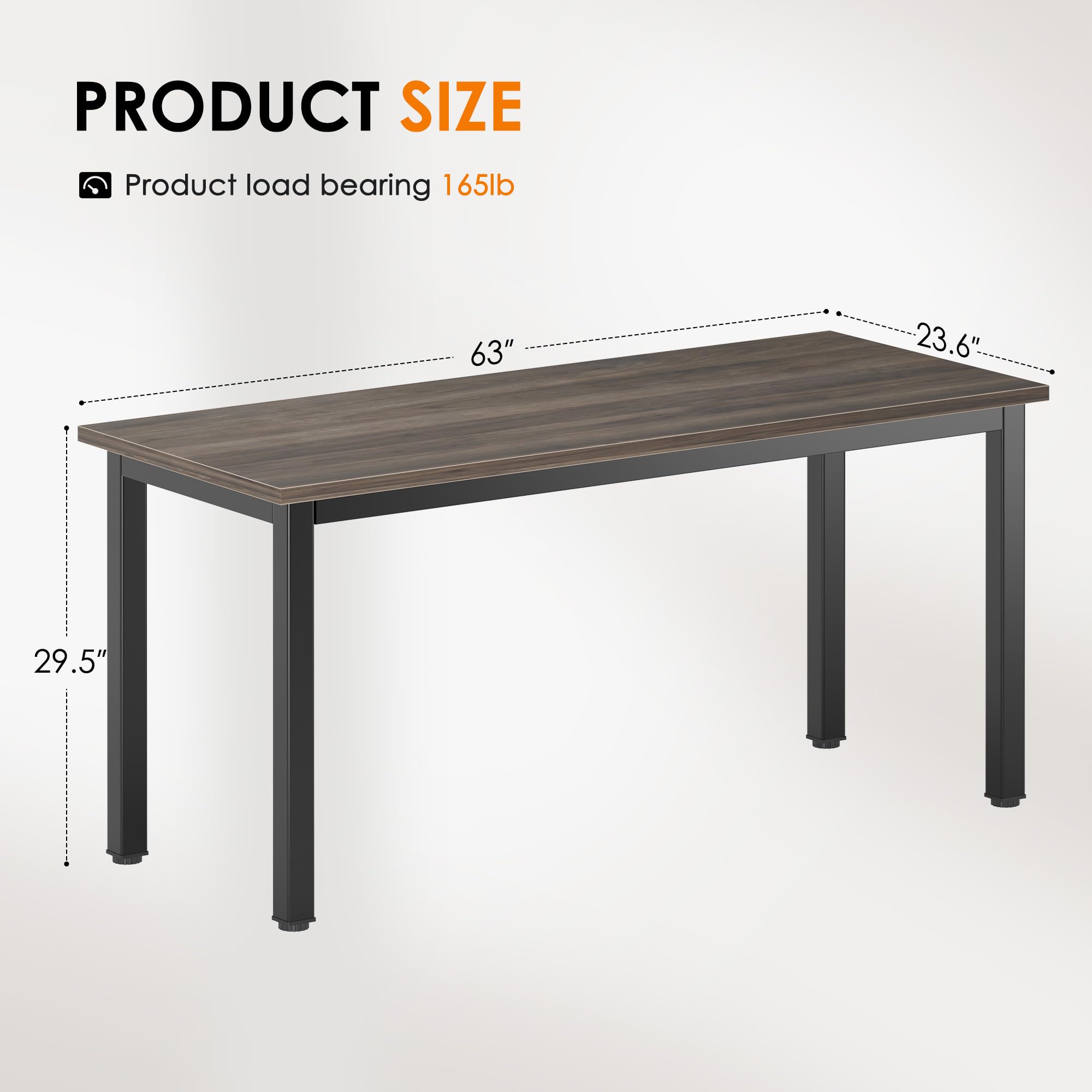 DlandHome 63 Inch Walnut Computer Desk - Home Office Desk, Writing Desk, Study Table, Gaming Desk & Workstation for Small Spaces | Perfect for Remote Work, Online Classes & Gaming Setup