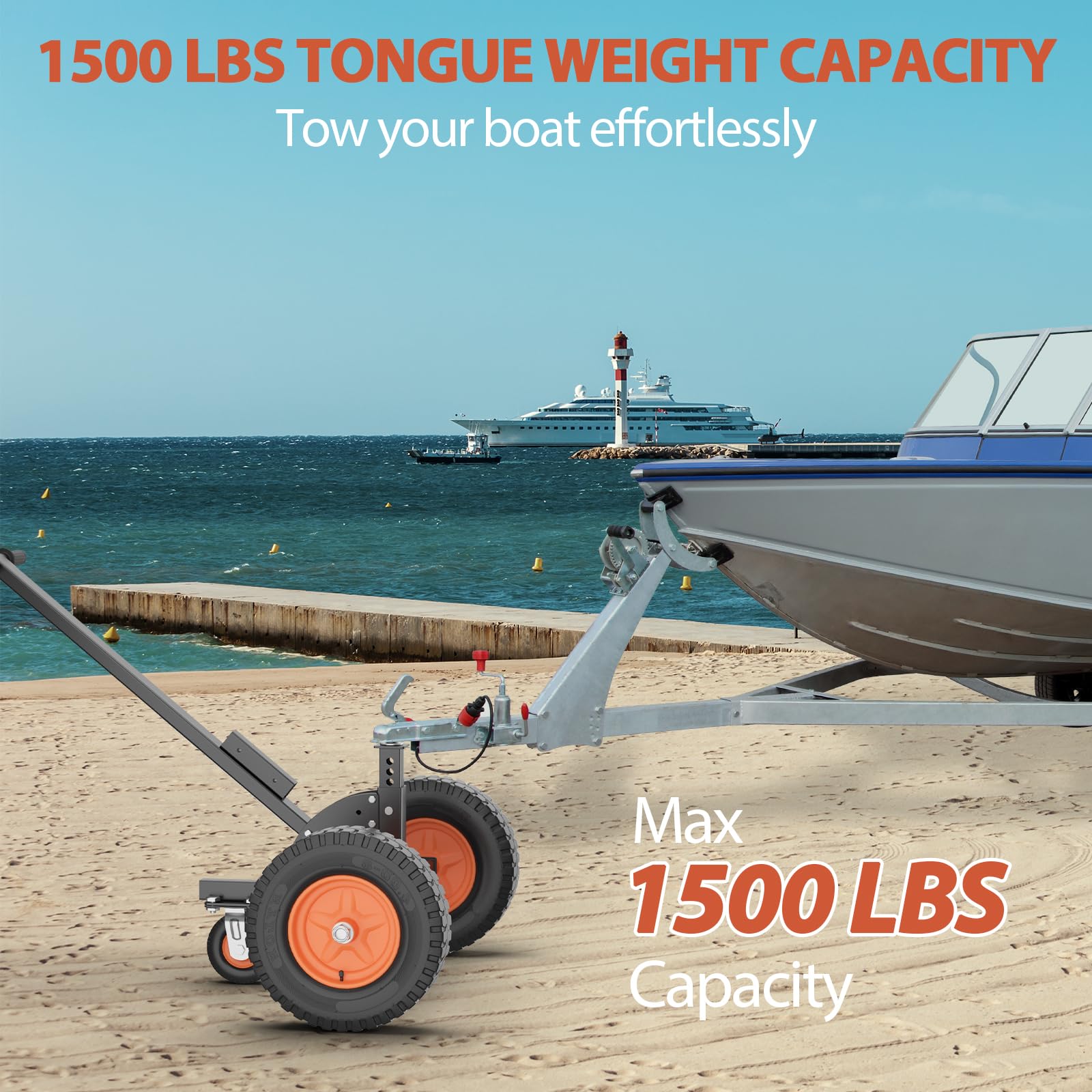 GARVEE 2 in 1 Trailer Dolly - 1500 lbs Tongue Weight Capacity, Adjustable Height 24-35 inches, 2 Hitch Ball & 16