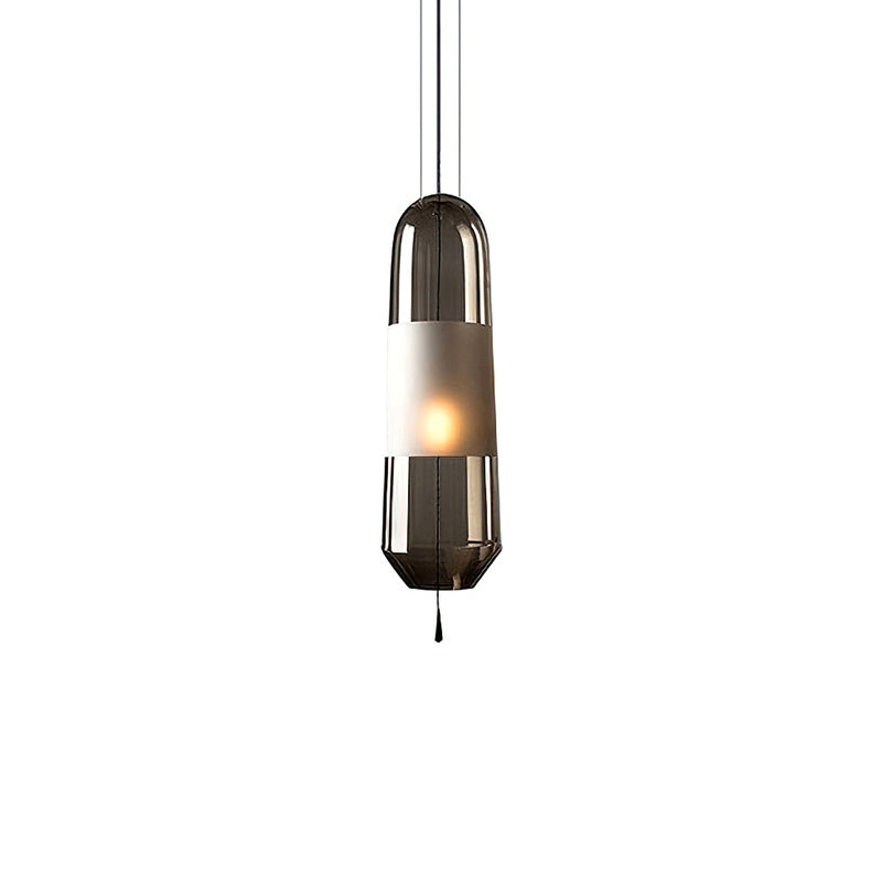 Modern Glass Pendant Light with Capsule Design - Elegant Hanging Fixture for Kitchen Island, Dining Room, or Bedroom Lighting