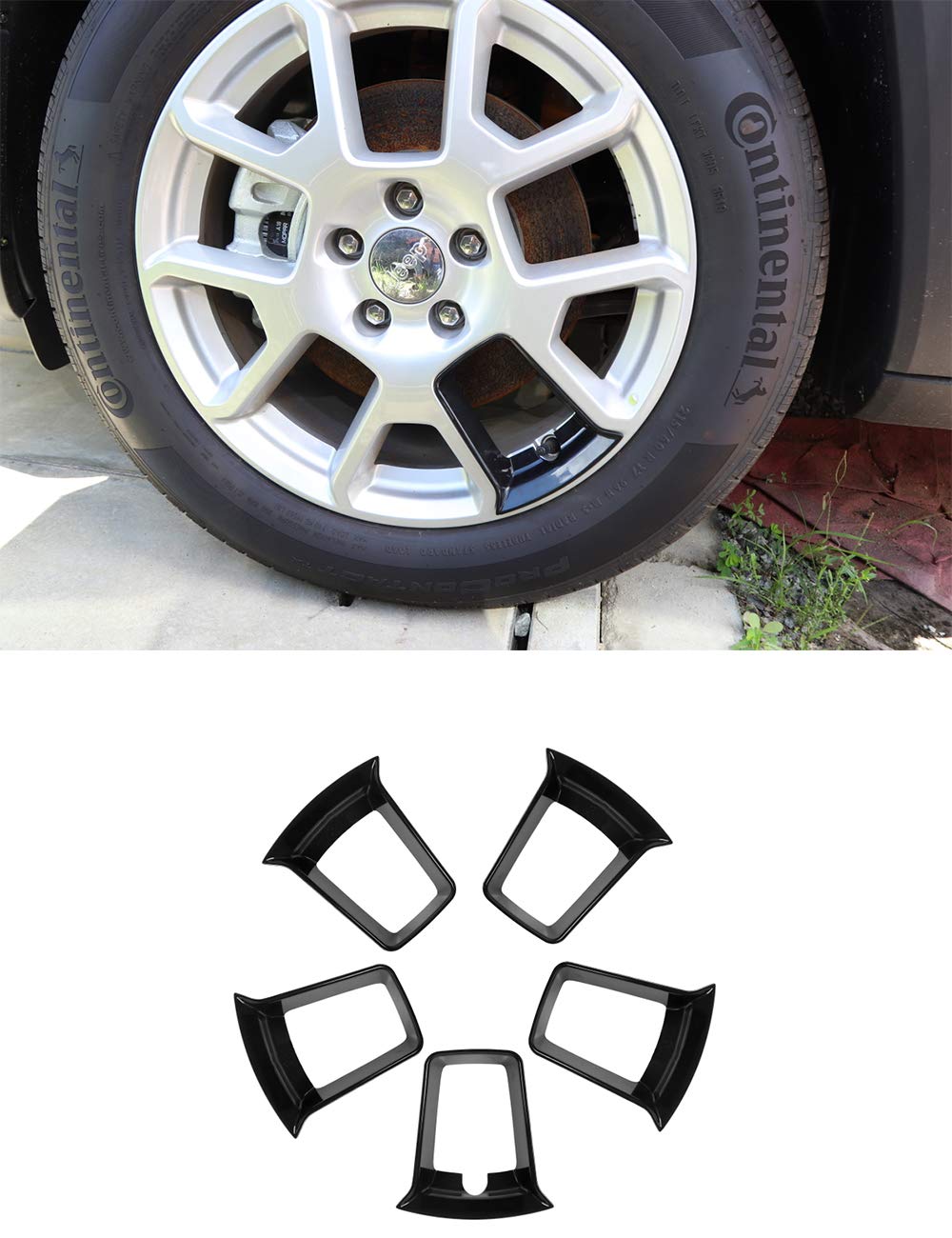 Hgcar 5-Piece ABS Black Wheel Covers for Jeep Renegade 2019-2021 | Durable Hubcaps with Rim Protector | Size L | Perfect for Off-Roading & Urban Driving