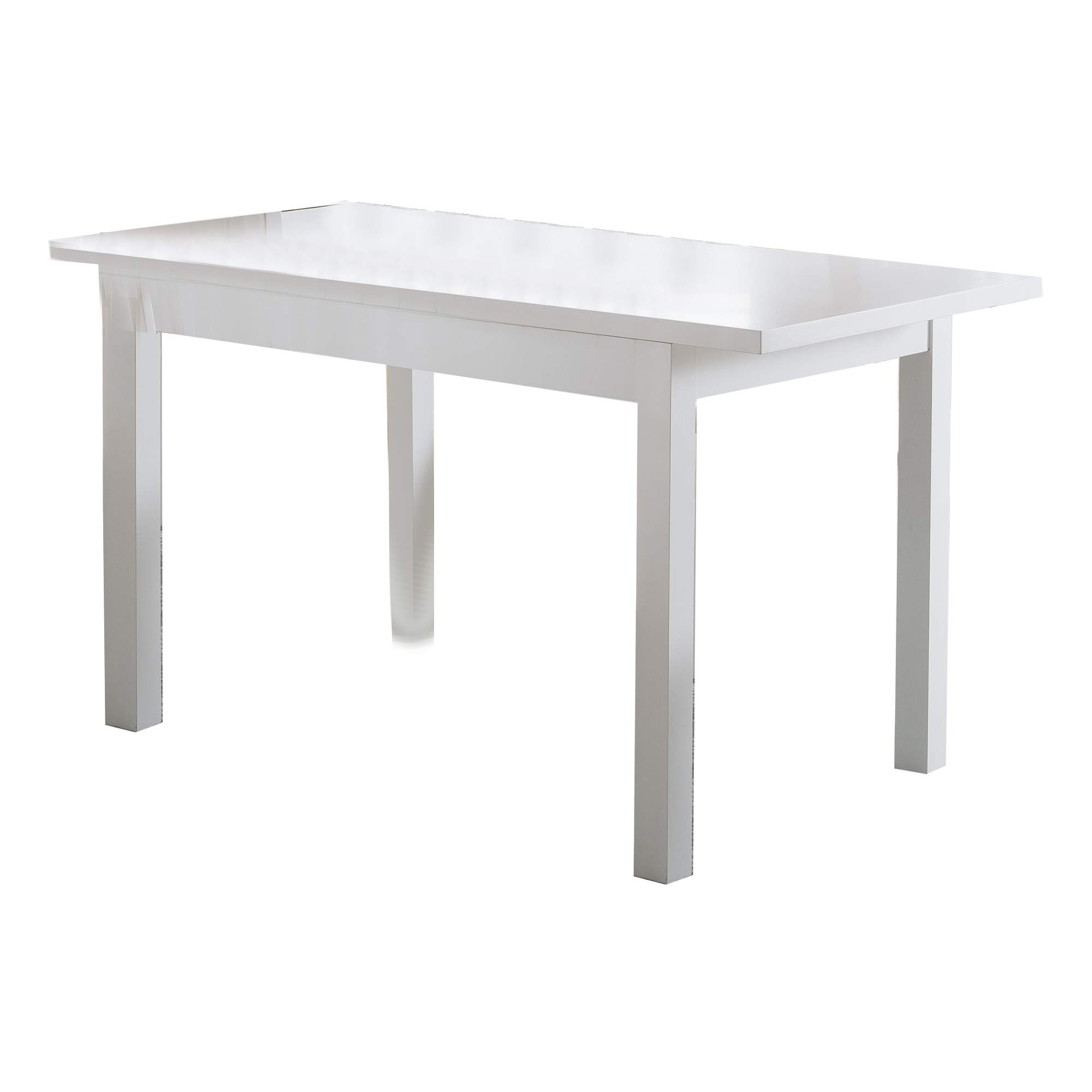 Benjara White Rectangular Wooden Dining Table with Straight Legs - Perfect for Small Spaces, Kitchens, and Modern Farmhouse Decor