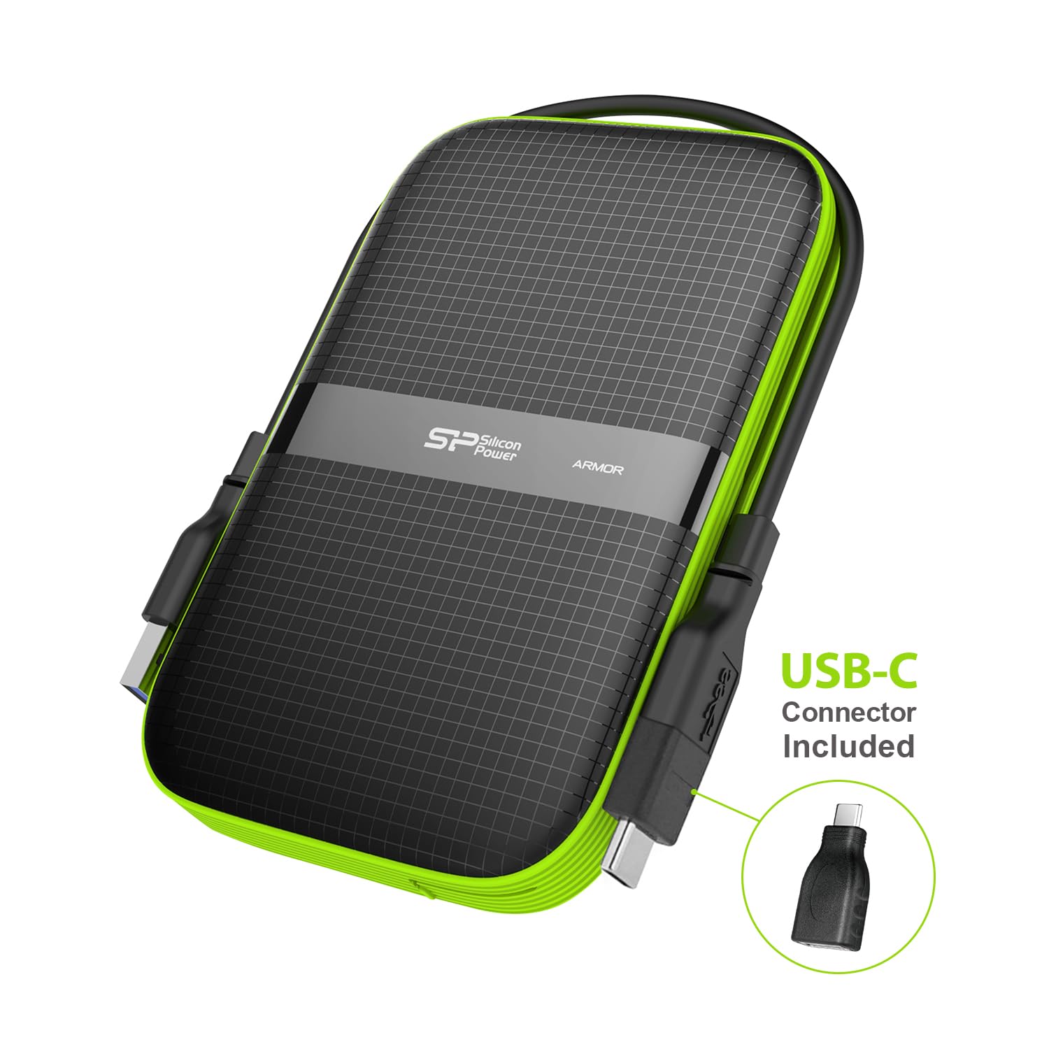 Silicon Power Armor A60 5TB Rugged External Hard Drive - USB 3.0/USB-C, Military-Grade Shockproof & Water-Resistant Portable HDD for PC, Mac, iPad Pro (Black) - Perfect for Outdoor Adventures, Business Travel & Data Backup