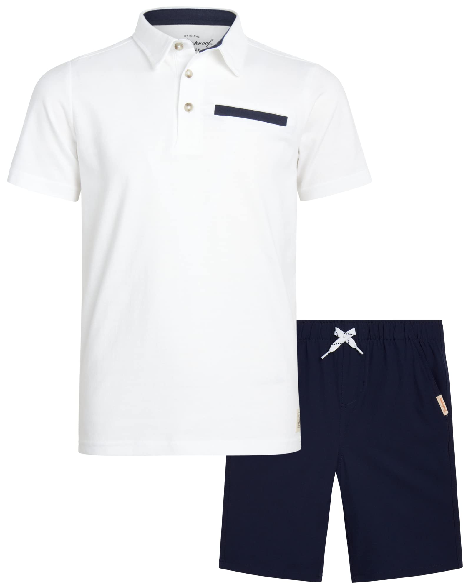 Vintage Boys' 2-Piece Short-Sleeve Polo Shirt & Tech Shorts Set - Weatherproof Comfort for Active Play (Size 2T-8) | Perfect for Outdoor Adventures, Summer Camp & Casual Wear