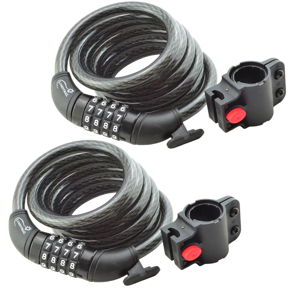 Lumintrail 6ft Self-Coiling Bike Cable Lock - 12mm Braided Steel, Resettable Combination Lock with Mounting Bracket | Secure Bicycle, Scooter, Motorcycle & Outdoor Gear | Perfect for Commuting, Campus & Travel Use