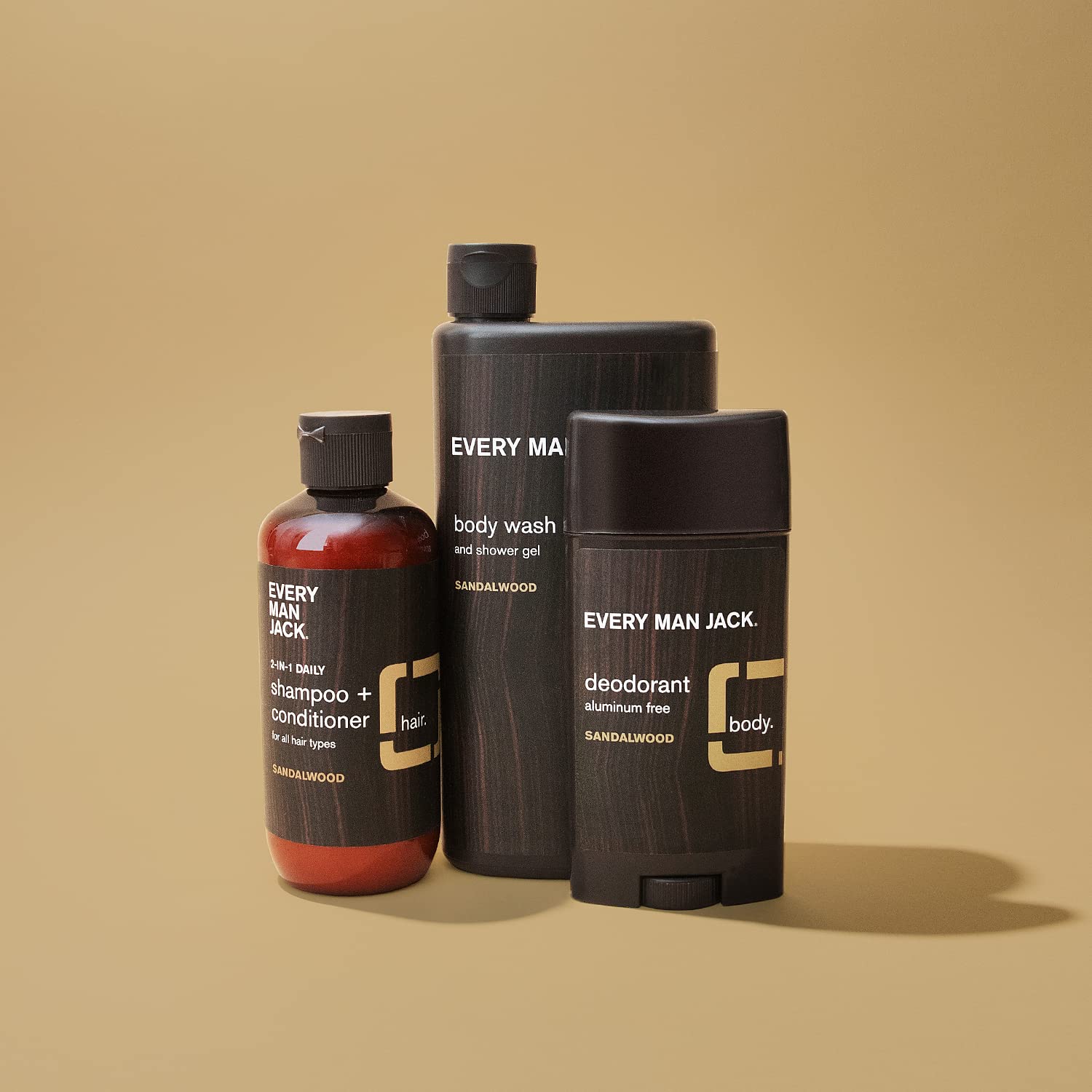 EVERY MAN JACK Sandalwood Body Wash & Lotion Kit for Men - Natural Moisturizing Grooming Set with Woody Fragrance - Perfect for Daily Shower, Travel & Gift Giving