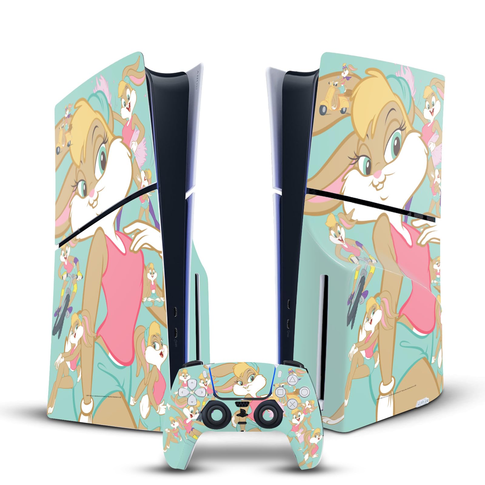 Official Looney Tunes Lola Bunny Vinyl Skin Sticker for Sony PS5 Slim/PRO Disc Edition Console & DualSense Controller - Durable Gaming Decal for Customization & Protection - Perfect for Gamers & Cartoon Fans