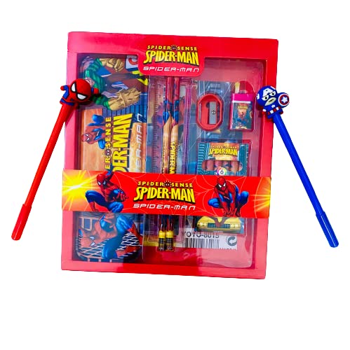 DEE Sons Gallery 14-Piece Spider Superhero Stationery Set - All-in-One Writing Kit for Kids | Perfect Rakhi Gift for Boys & Girls | School Supplies, Birthday Present, Back to School Essentials