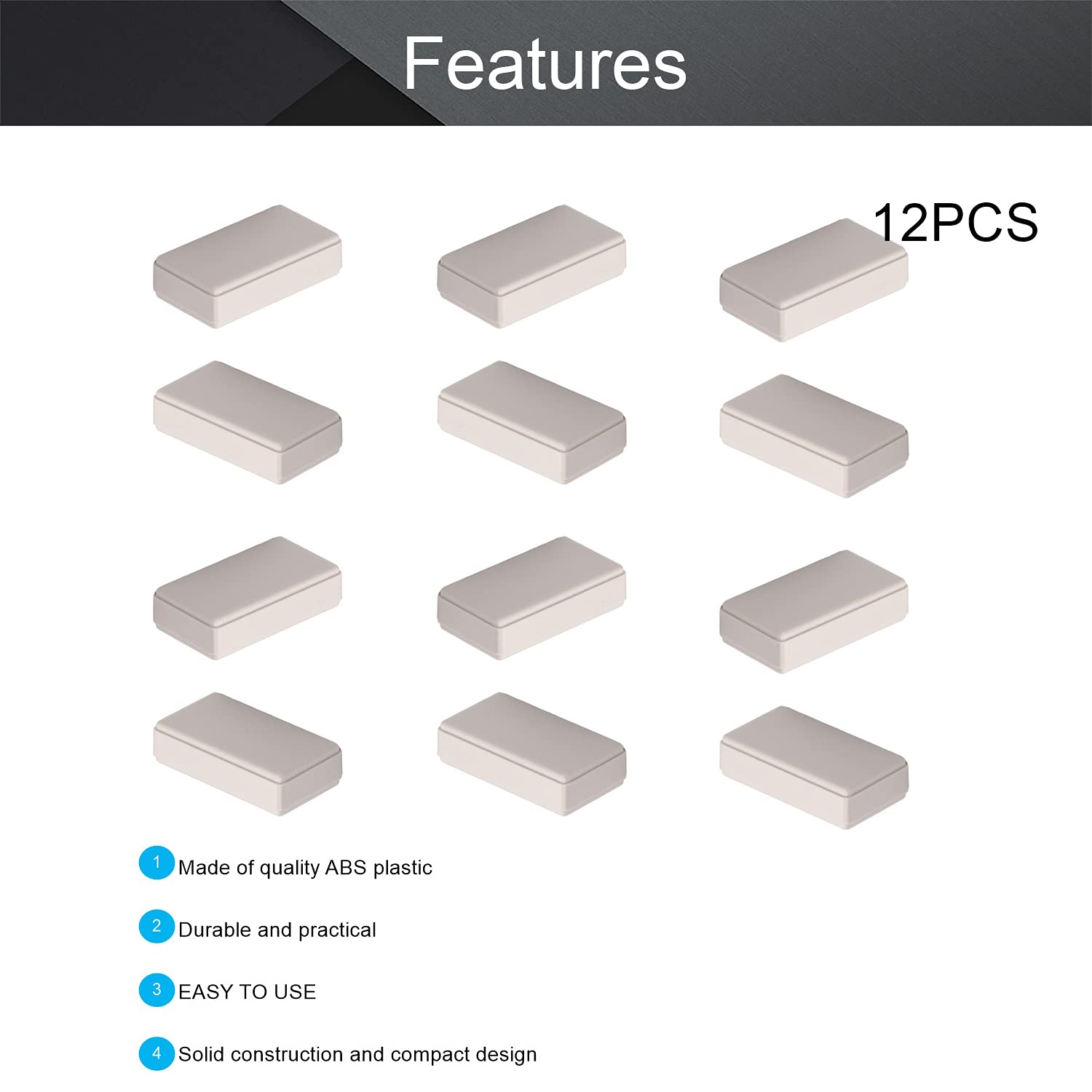 Fielect 12-Pack ABS Plastic Electrical Junction Box - 1.89