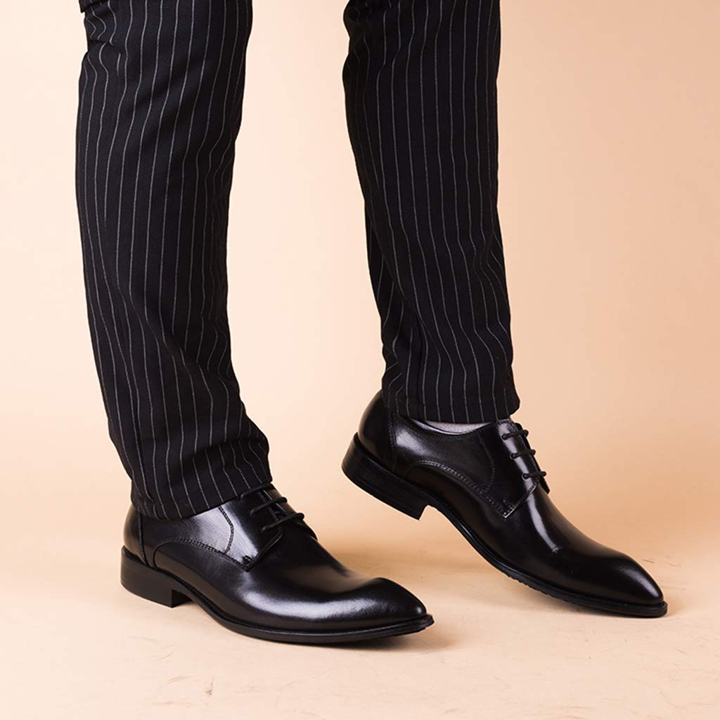 Premium Men's Business Leather Dress Shoes - Handmade Formal Captain Shoes for Work, Party & Banquet - Black (Size 40/UK 7/US 7.5) - Ideal for Office, Weddings & Special Occasions