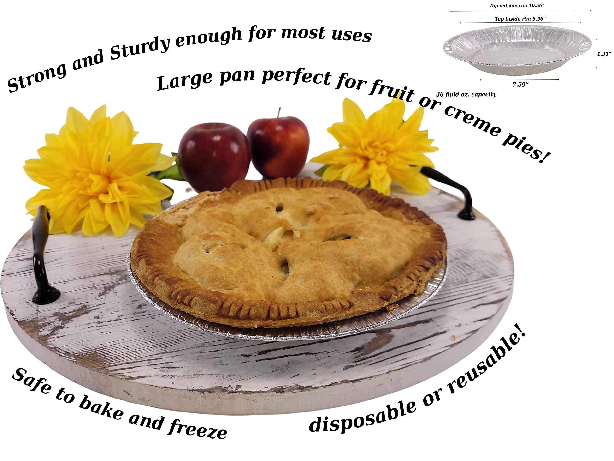 KitchenDance 11 Inch Deep Disposable Aluminum Foil Pie Pans - Heavy Duty Baking Pans for Pies, Quiches & Desserts | Perfect for Home Baking, Bakery Use & Party Serving | Eco-Friendly & Recyclable Aluminum Pie Tins (Pack of 11104)