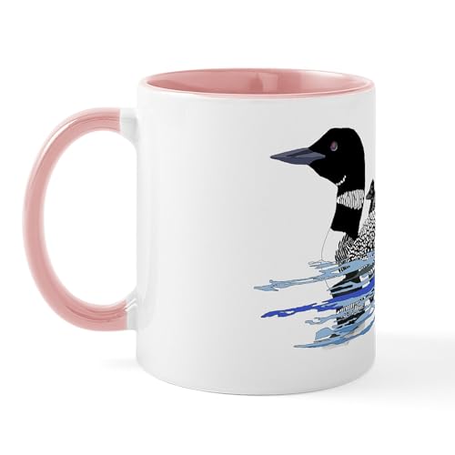 White/Pink Inside - Loon With Babies Mug