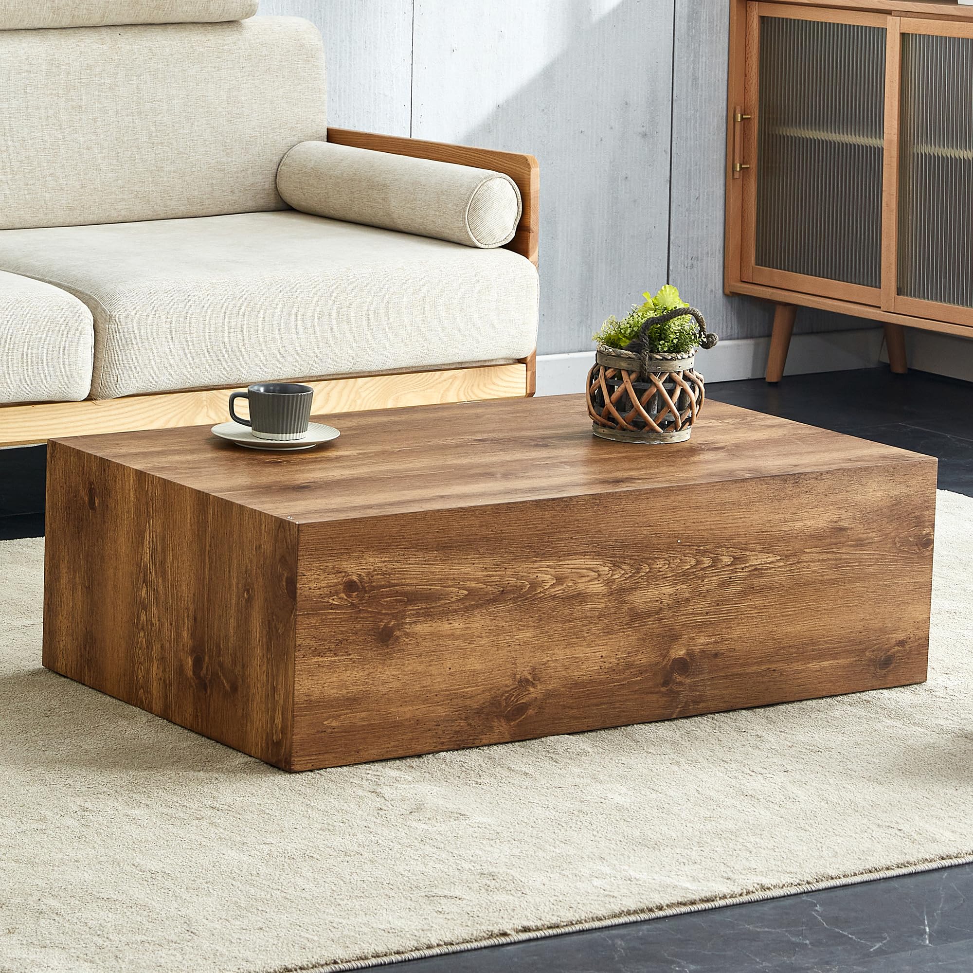 Modern Wood Grain Coffee Table - Rectangle Wooden Center Table for Living Room, Contemporary Cocktail Table - No Assembly Required - Perfect for Small Spaces & Home Decor (Check Size Before Purchase) - Ideal for Living Rooms, Apartments, and Cozy Home Gatherings