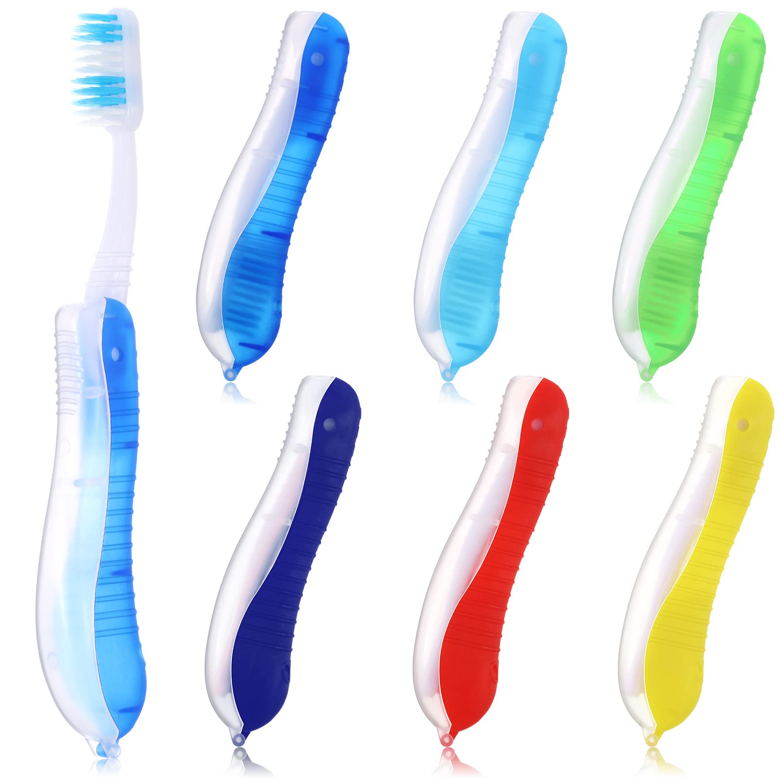 **Zopeal 6-Piece Travel Folding Toothbrush Set – Portable, Collapsible with Built-in Cover – Compact for Hiking, Camping, Business Trips & Daily Use – Ideal for Men & Women (Multi-Color)** – Perfect for On-the-Go Oral Care, Backpacking, and Travel Hygiene Essentials