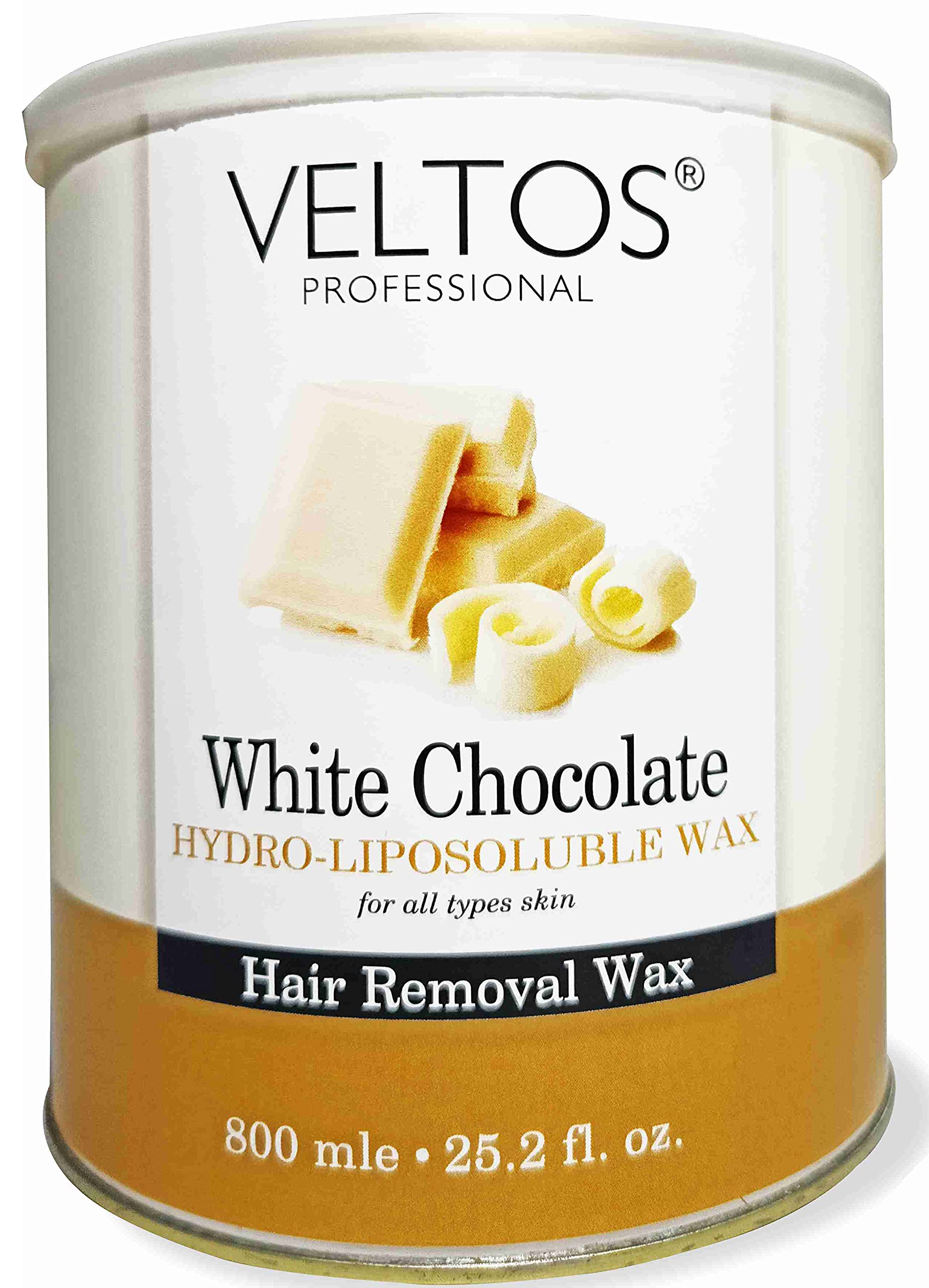 Veltos Professional White Chocolate Hydro Lipodoluble Wax 800ml Jar - Hair Removal Wax for Hands & Legs | Painless & Effective Hair Removal | Perfect for Salon, Spa & Home Use