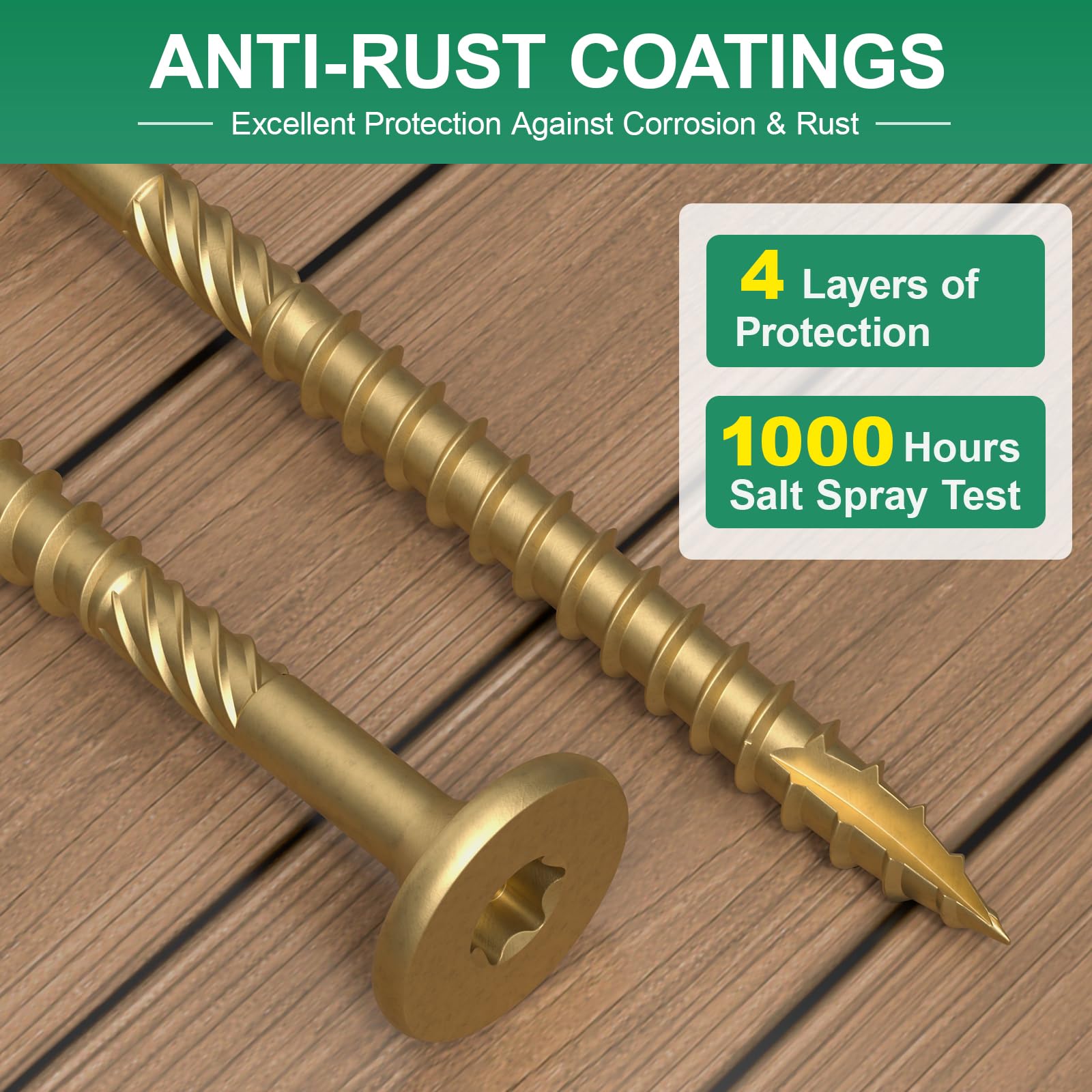 6 Inch Heavy-Duty Outdoor Deck Screws - 50Pcs Star Drive Decking Wood Screws - Rust Resistant Timber Screws for Decking, Fencing & Landscaping (#14 x 6 Tan) - Perfect for Wooden Decks, Pergolas & Outdoor Furniture Construction