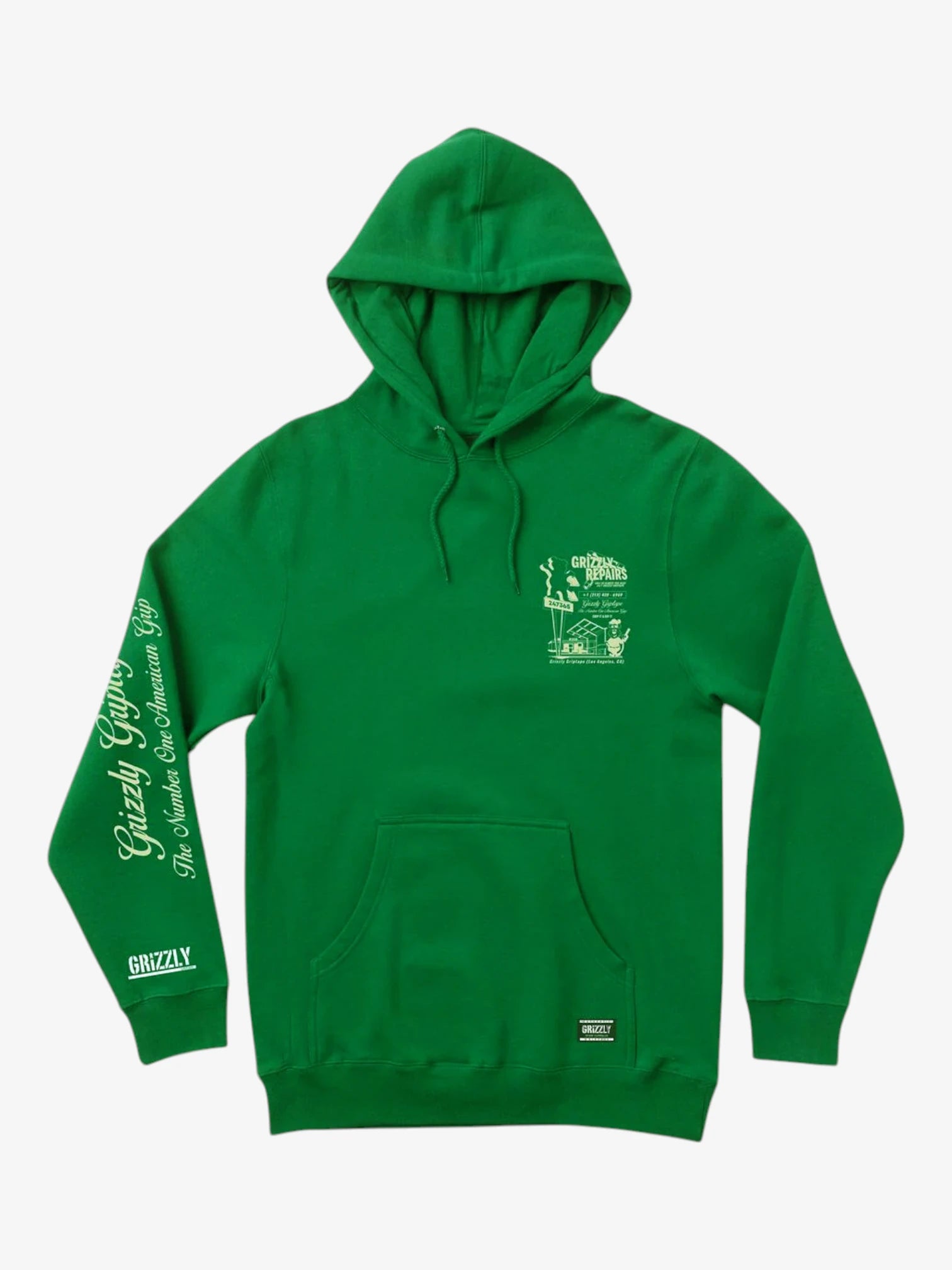 Grizzly Repairs Green Hoodie - Men's Winter Warm Fleece Pullover for Outdoor Activities & Casual Wear