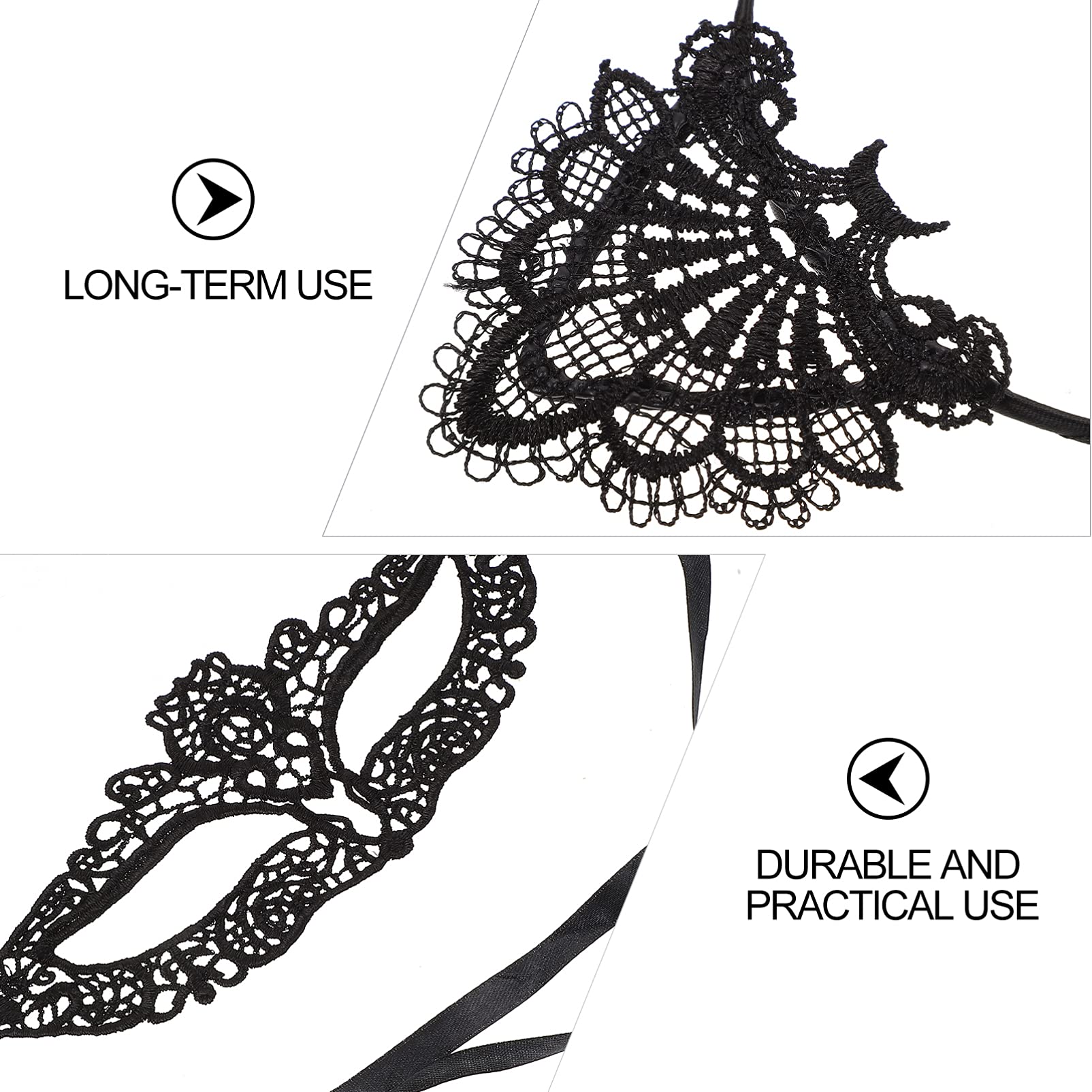 FRCOLOR Black Cat Lace Headband Set - Halloween Cat Ears Headpiece, Masquerade Party Hair Accessories for Women, Cosplay Costume Ears | Perfect for Halloween Parties, Cosplay Events, Themed Costume Nights and Photo Shoots
